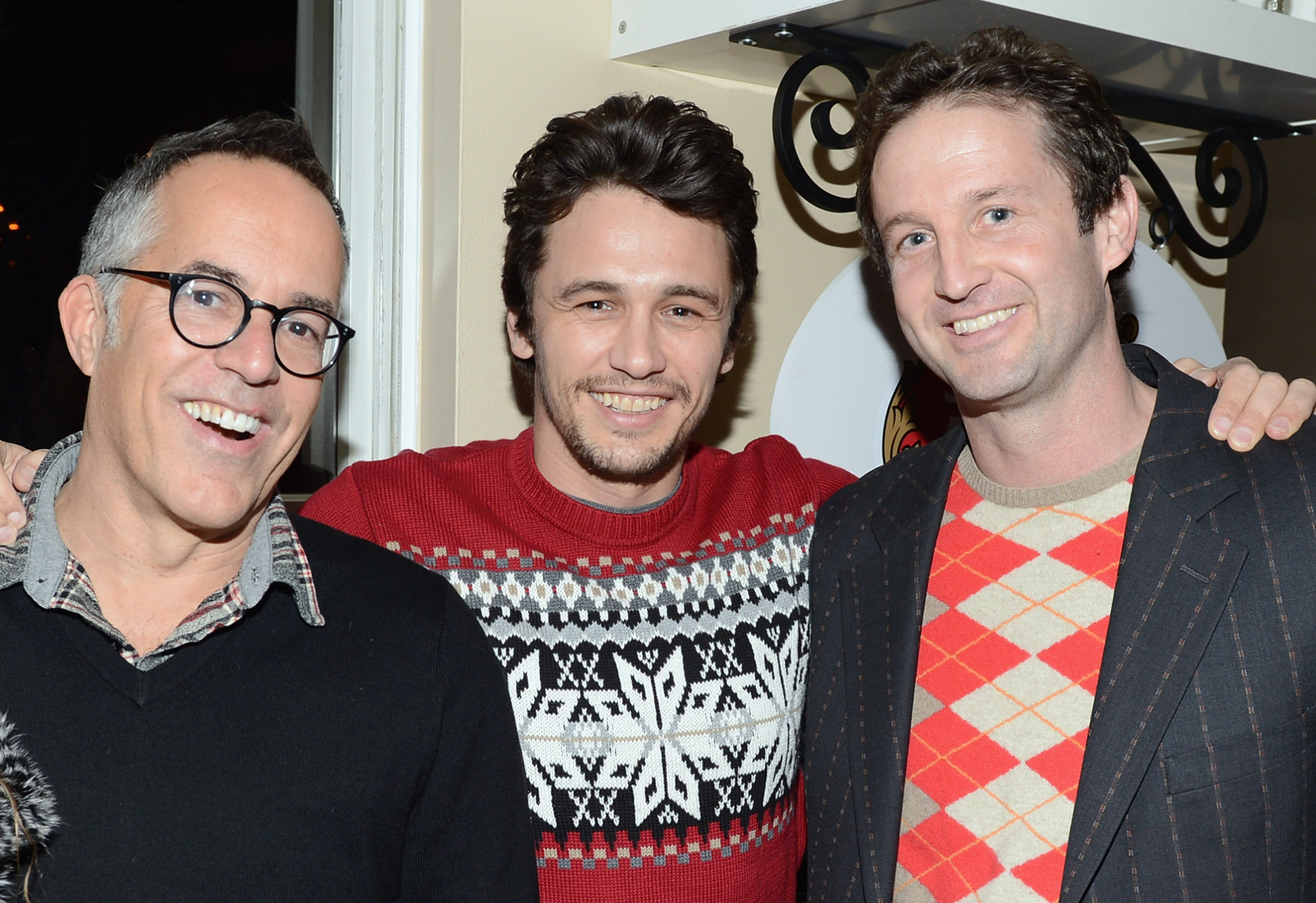 PARK CITY, UT - JANUARY 19:  (L-R) Sundance Festival Director John Cooper, actor James Franco and Sundance Director of Programming Trevor Groth attend the press dinner for James Franco hosted by Stella Artois at the Stella Artois Cafe at Village at The Lift on January 19, 2013 in Park City, Utah.  (Photo by Andrew H. Walker/Getty Images for Stella Artois)