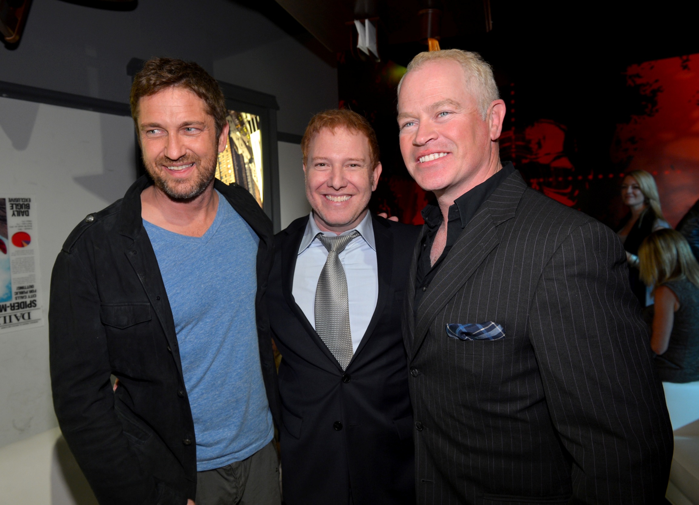 HOLLYWOOD, CA - JANUARY 23:  (L-R) Actor Gerard, Relativity Media CEO Ryan Kavanaugh and actor Neal McDonough attend Relativity Media's "Movie 43" Los Angeles Premiere After Party on January 23, 2013 in Hollywood, California.  (Photo by Alberto E. Rodriguez/Getty Images For Relativity Media)