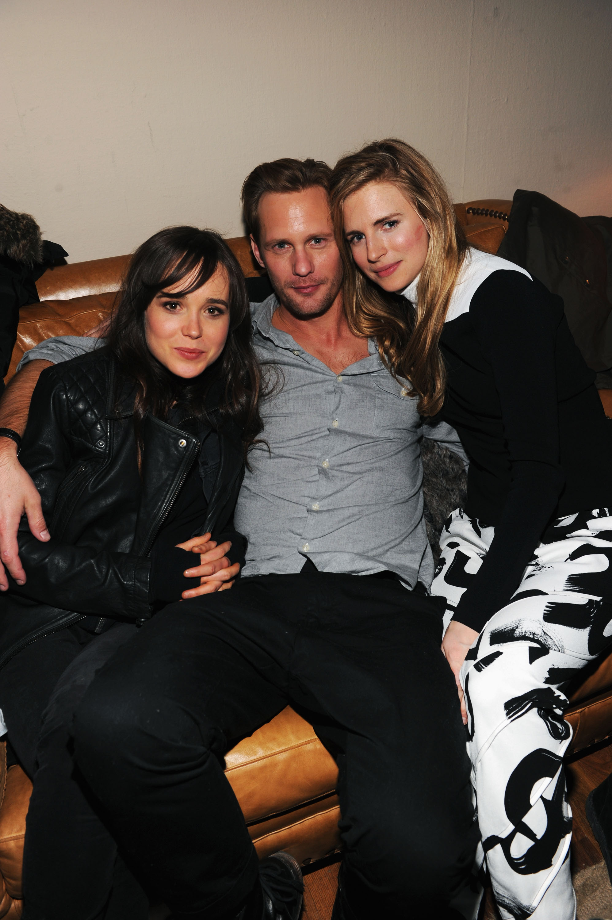 PARK CITY, UT - JANUARY 20:  (L-R) Actors Ellen Page, Alexander Skarsgard and Brit Marling attend Grey Goose Blue Door party for Fox Searchlight Pictures "Stoker" and "The East" on January 20, 2013 in Park City, Utah.  (Photo by Jamie McCarthy/Getty Images for Grey Goose)