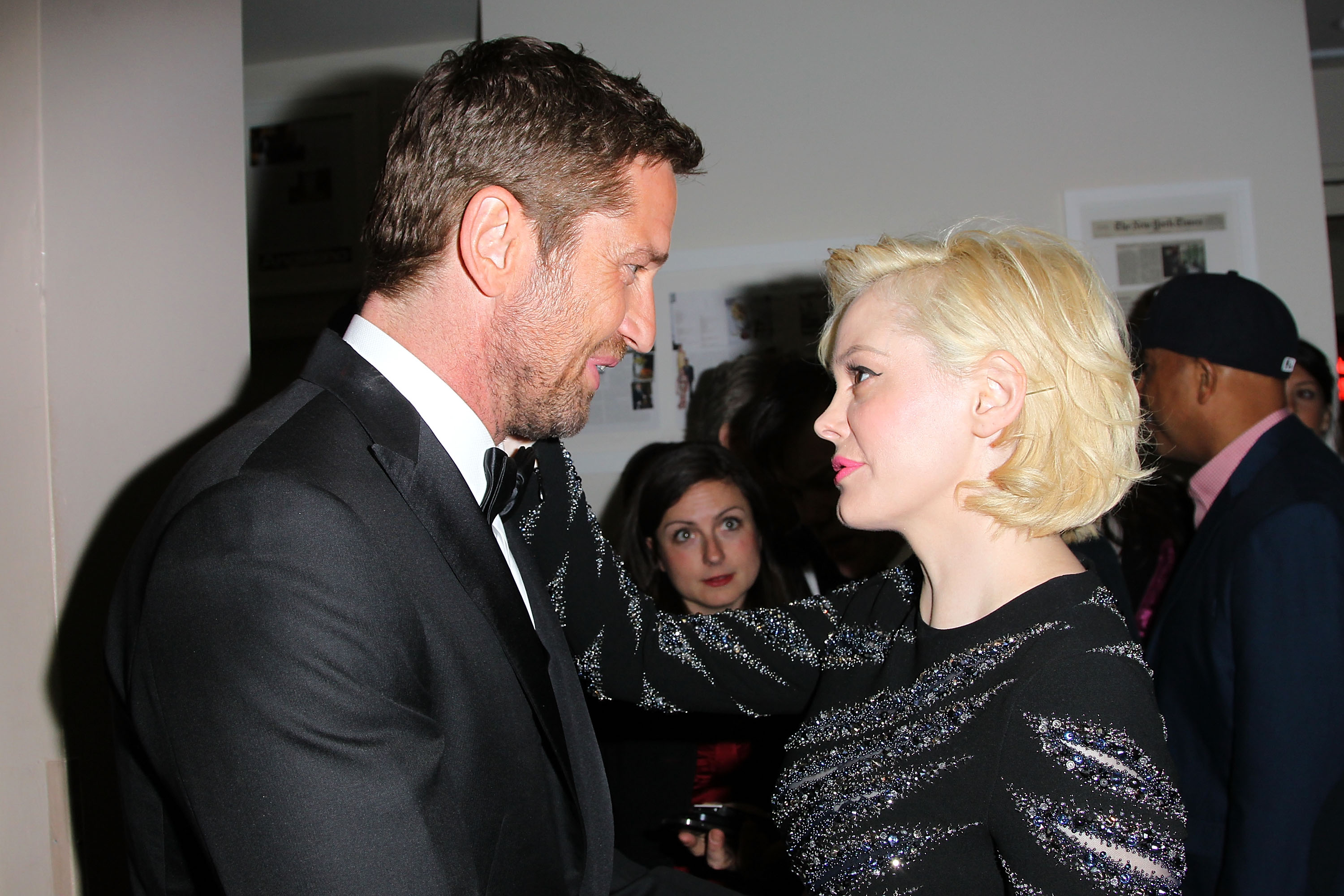 WEST HOLLYWOOD, CA - FEBRUARY 21: (L-R) Gerard Butler and Rose McGowan attend the Hollywood Domino And Bovet 1822 Gala Benefiting Artists For Peace And Justice at Sunset Tower on February 21, 2013 in West Hollywood, California.  (Photo by Jonathan Leibson/WireImage)
