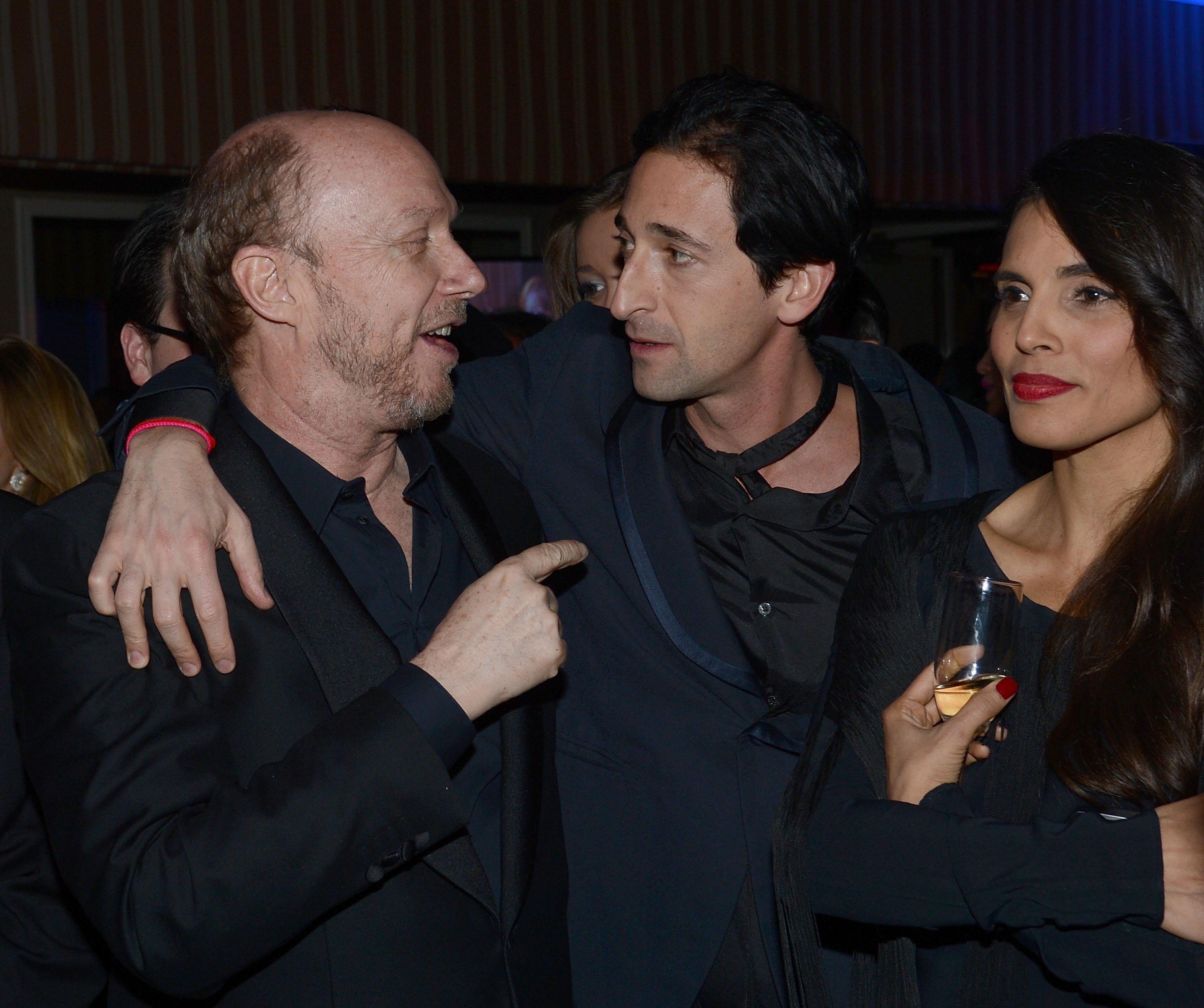 WEST HOLLYWOOD, CA - FEBRUARY 21:  Screenwriter Paul Haggis and actor Adrien Brody attends the Hollywood Domino and Bovet 1822 Gala benefiting Artists For Peace And Justice at Sunset Tower on February 21, 2013 in West Hollywood, California.  (Photo by Chris Weeks/WireImage)