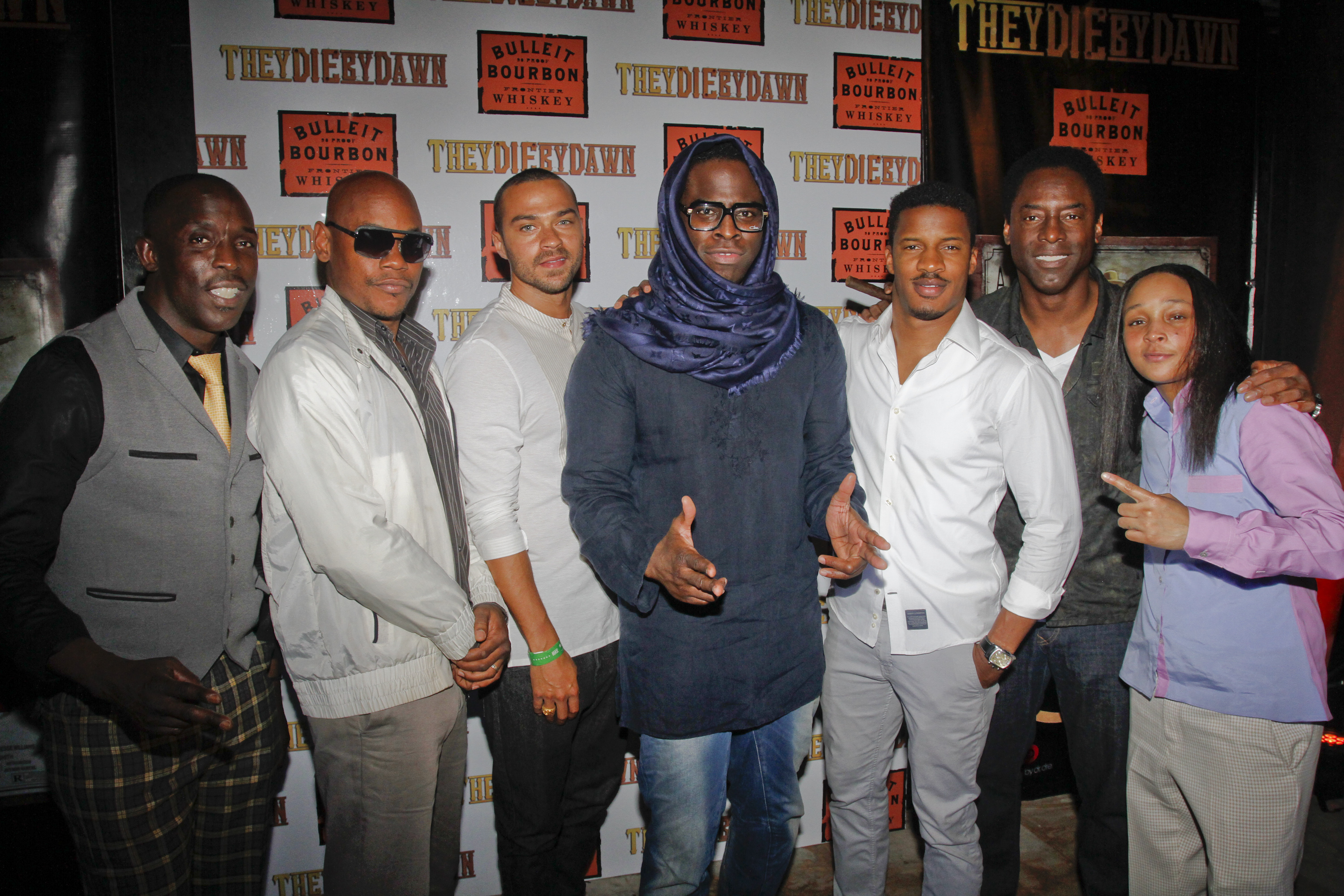 Michael K. Williams, Bokeem Woodbine, Jesse Williams, Jeymes Samuel, Nate Parker, Isaiah Washington, Felicia Parker - on the red carpet at the Bulleit Bourbon presents "They Die by Dawn" premiere at SXSW, on Saturday, March 16, 2013 in Austin, Texas. (Photo by Jack Plunkett/Bulleit Bourbon)