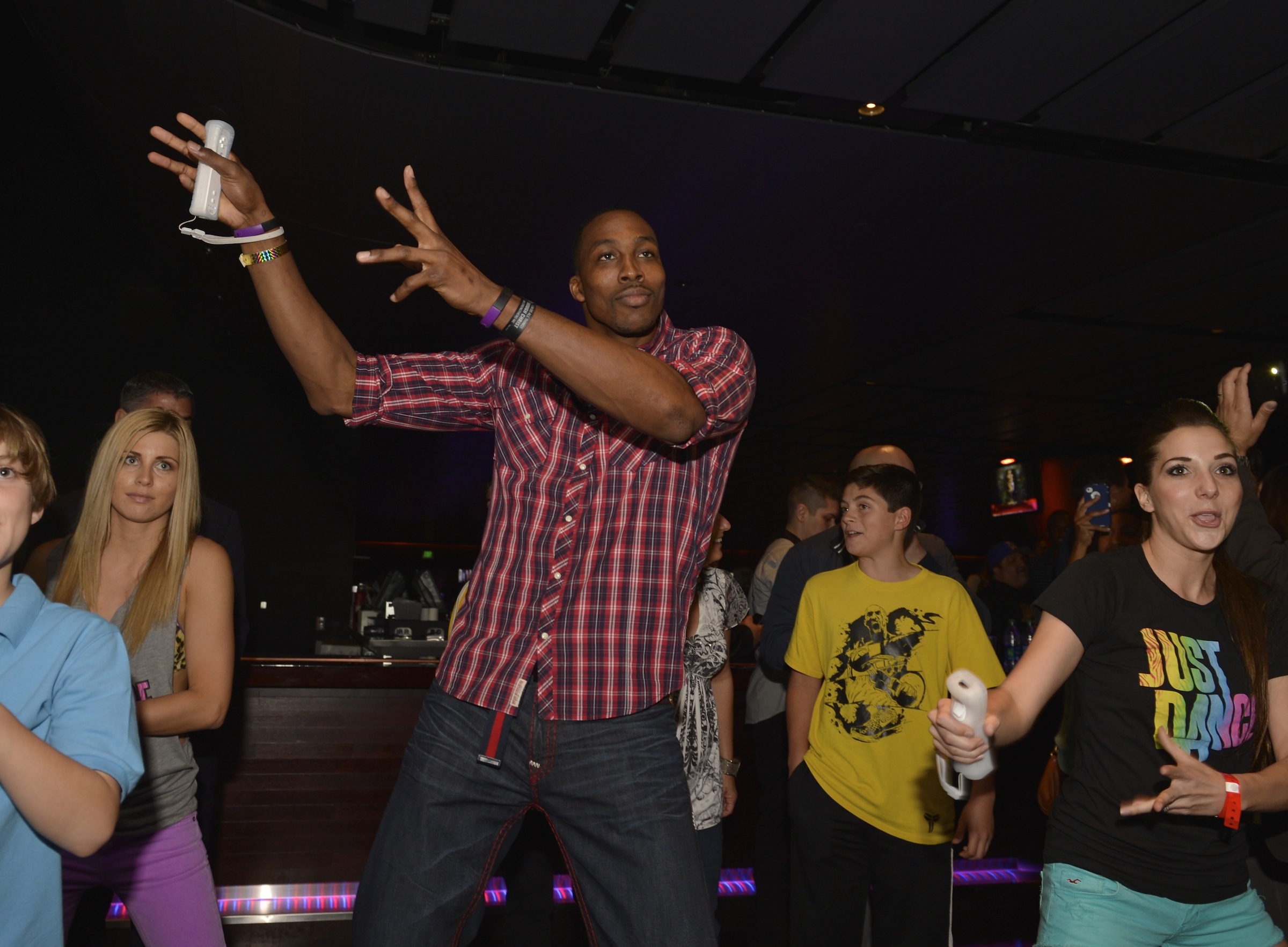 Dwight Howard playing JustDance  at Lakers Casino Night presented by OneWest Bank and Pechanga Resort &  Casino