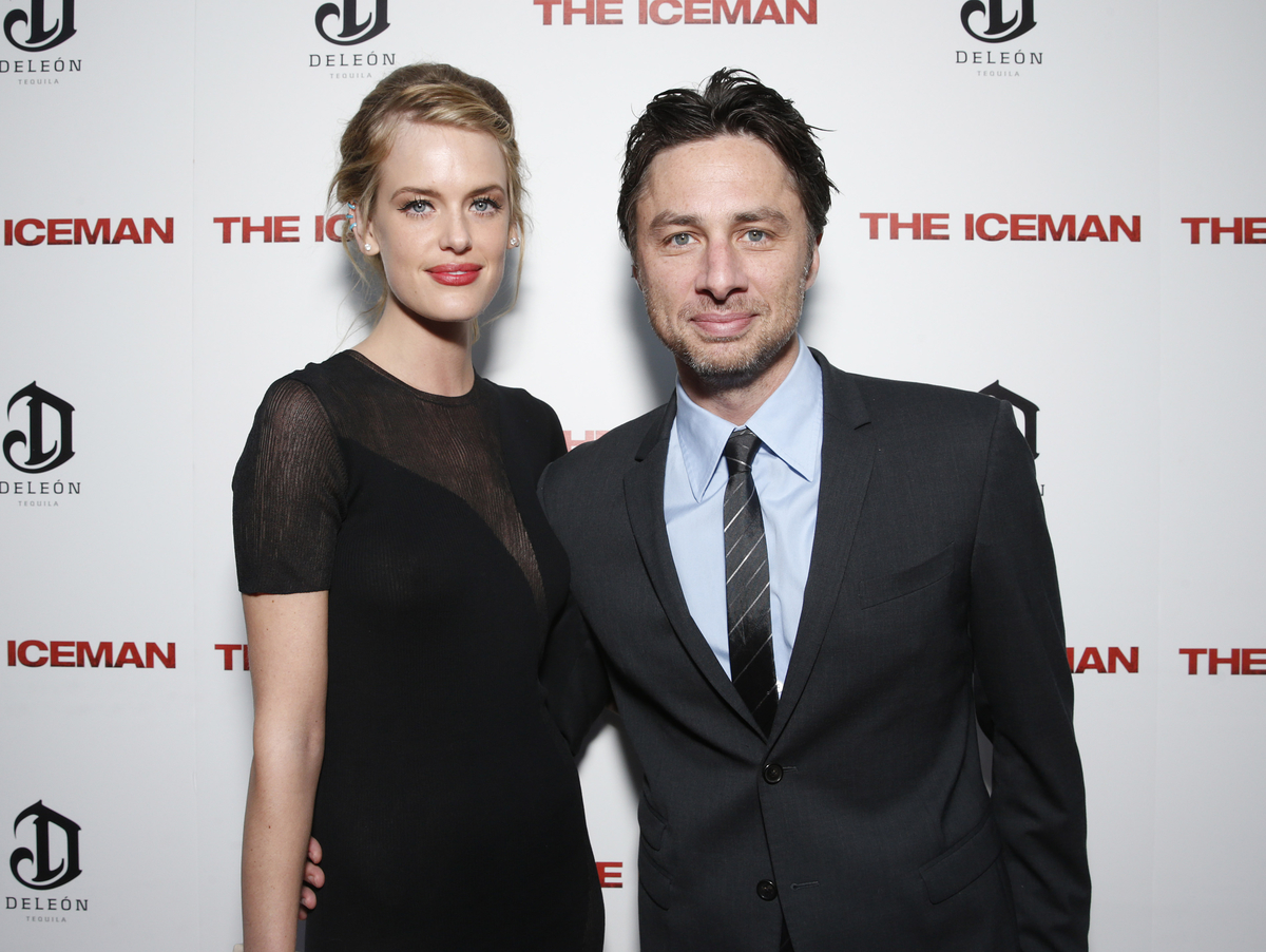 Taylor Bagley & Zach Braff attends the DeLeon Tequila Premiere of The Iceman at the Arclight on Monday, April 22, 2013 in Los Angeles. (Photo by Todd Williamson/Invision for Millennium/AP)
