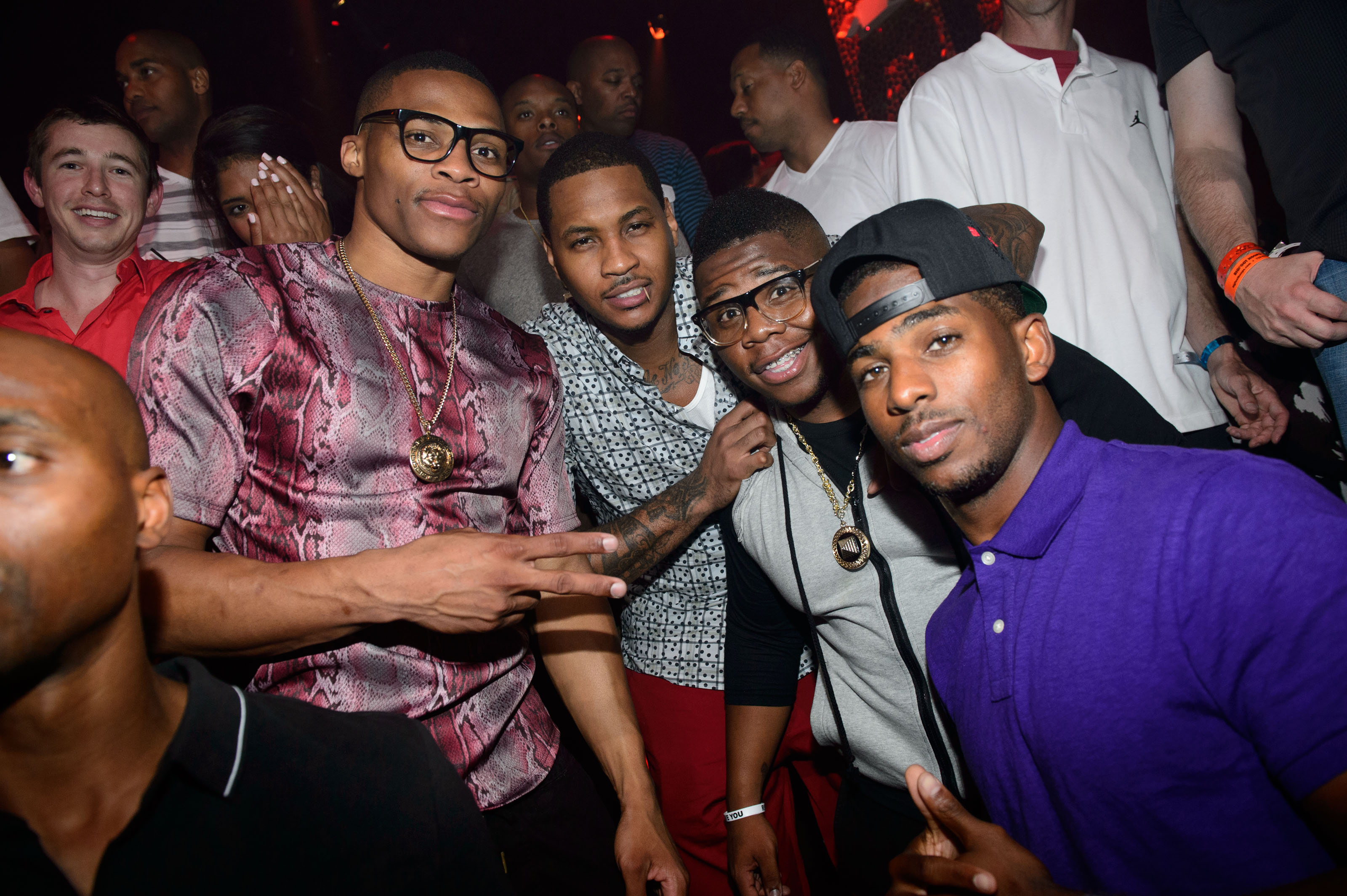 Russell Westbrook, Carmelo Anthony, & Chris Paul at TAO - photo by Al Powers/PowersImagery
