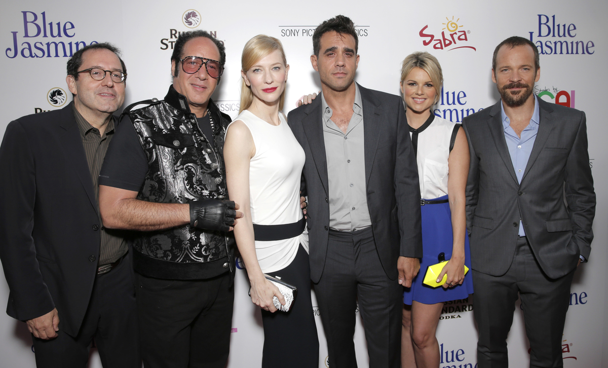 Sony Pictures Classics Co-President Michael Barker, Andrew Dice Clay, Cate Blanchett, Bobby Cannavale, Ali Fedotowsky and Peter Sarsgaard arrive on the red carpet at Sony Pictures Classics LA premiere of Blue Jasmine presented by The One Group on Wednesday, July 24, 2013 in Los Angeles. (Photo by Todd Williamson/Invision for Sony Pictures Classics/AP)