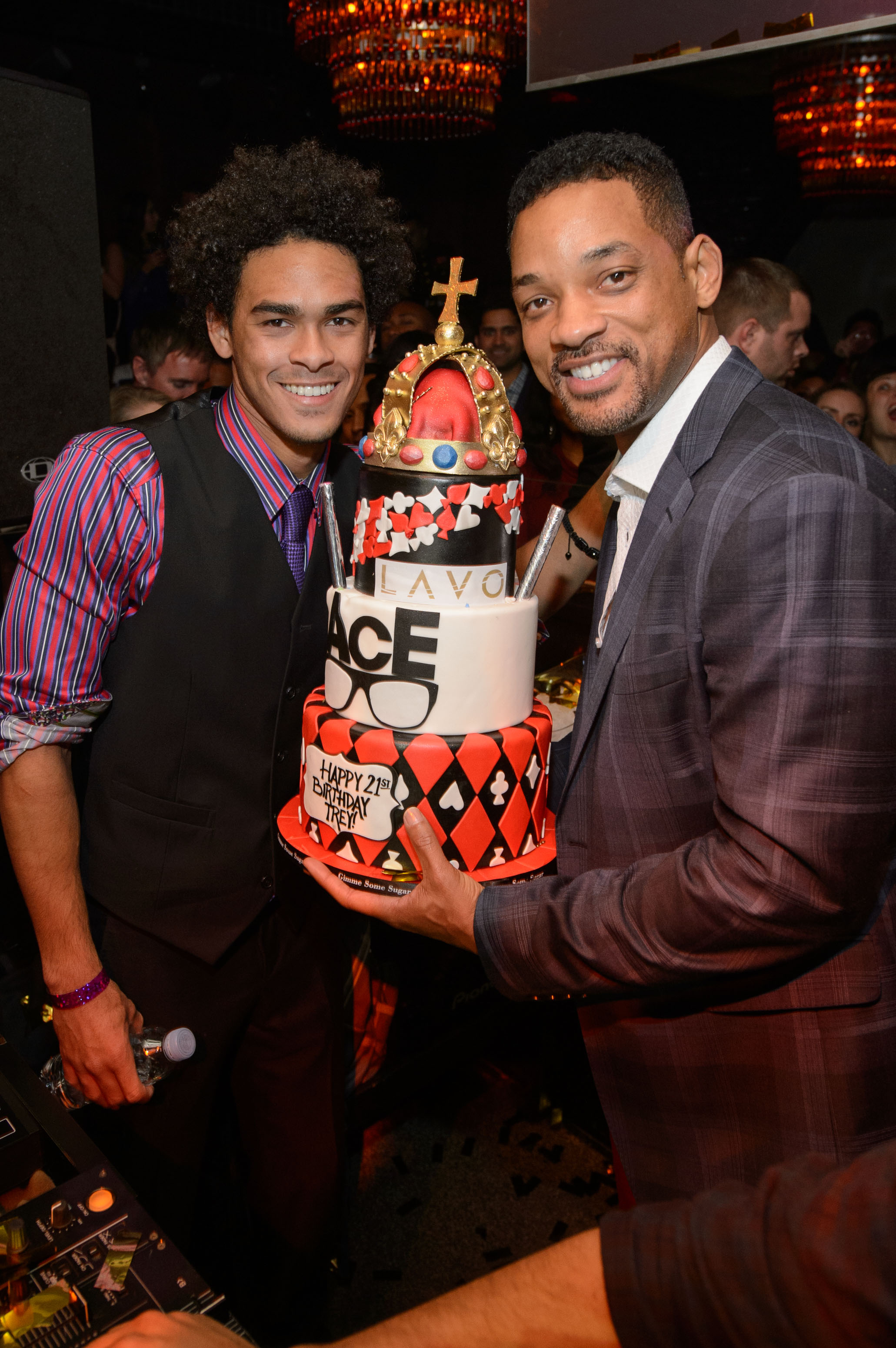 DJ Ace (Trey Smith) celebrates his 21st Birthday with his father, Will Smith at Lavo Las Vegas, Las Vegas NV, Sunday, November 10, 2013 (Photo by Al Powers/Powers Imagery/Invision/AP)