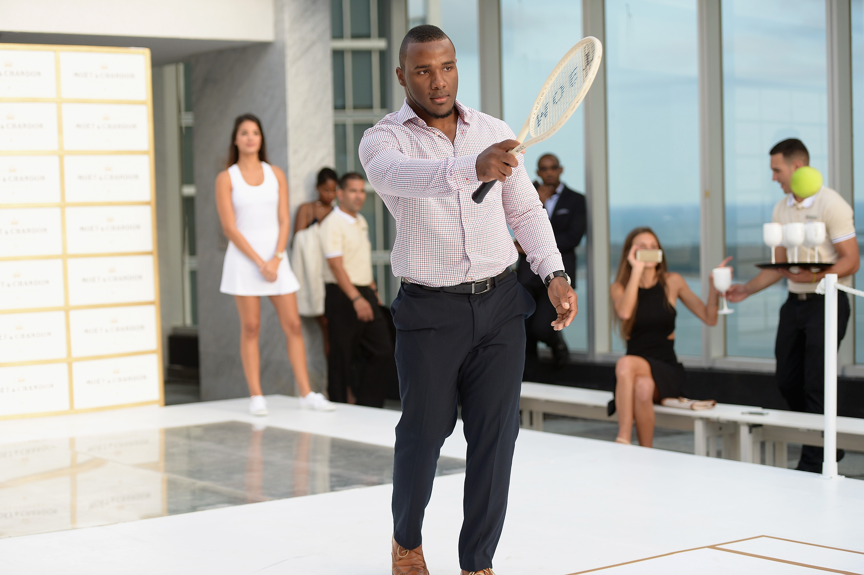 Giovani Bernard attends the Moet & Chandon "Tiny Tennis" With Roger Federer at Club 50 at Viceroy Miami on March 19, 2014 in Miami, Florida.  (Photo by Gustavo Caballero/Getty Images for Moet & Chandon)