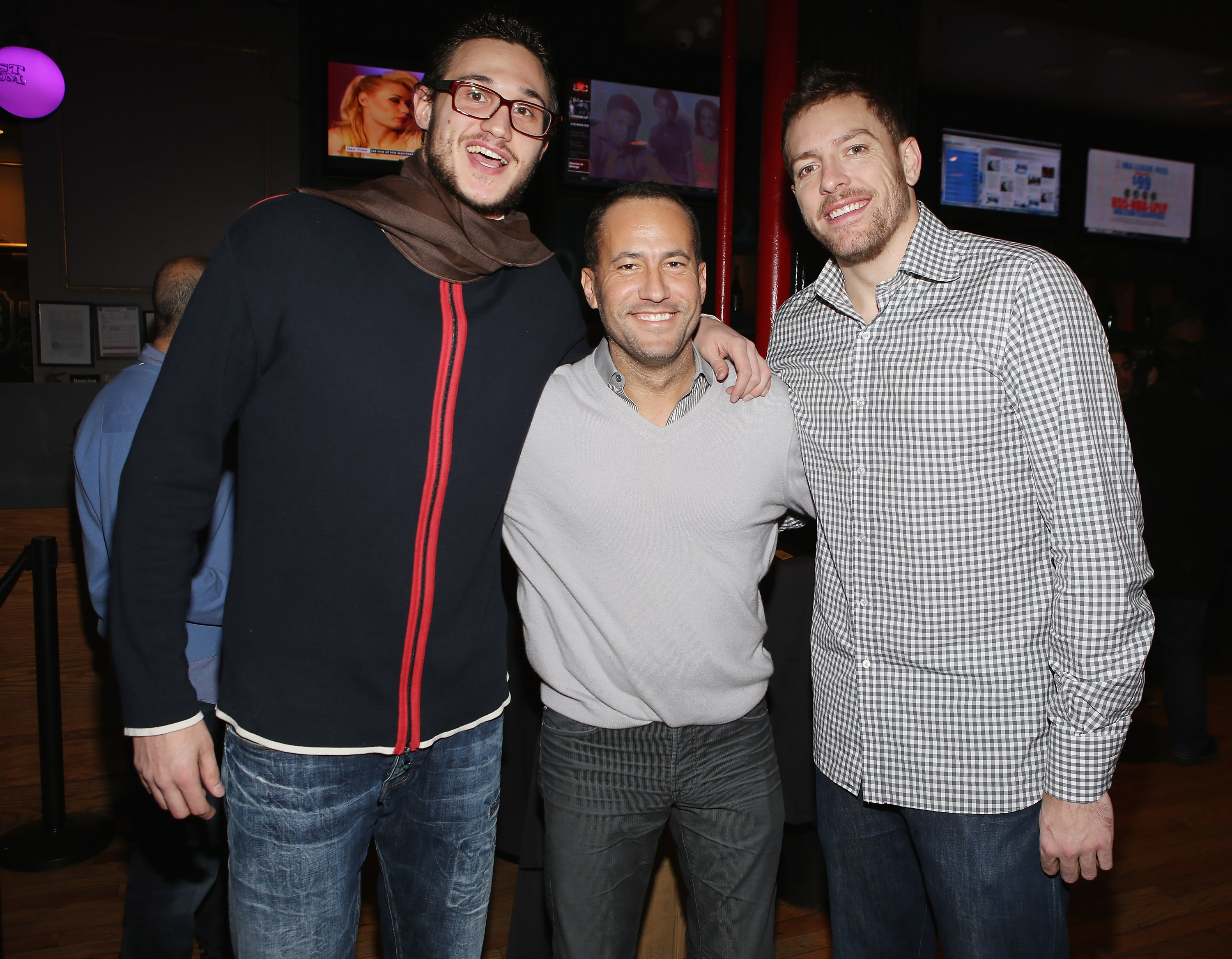 Danilo Gallinari, Dave Spencer of Talent Resources and David Lee attends Brandit Hospitality & Talent Resources Sports Presents Welcome to New York Luxury at Bounce Sporting Club
