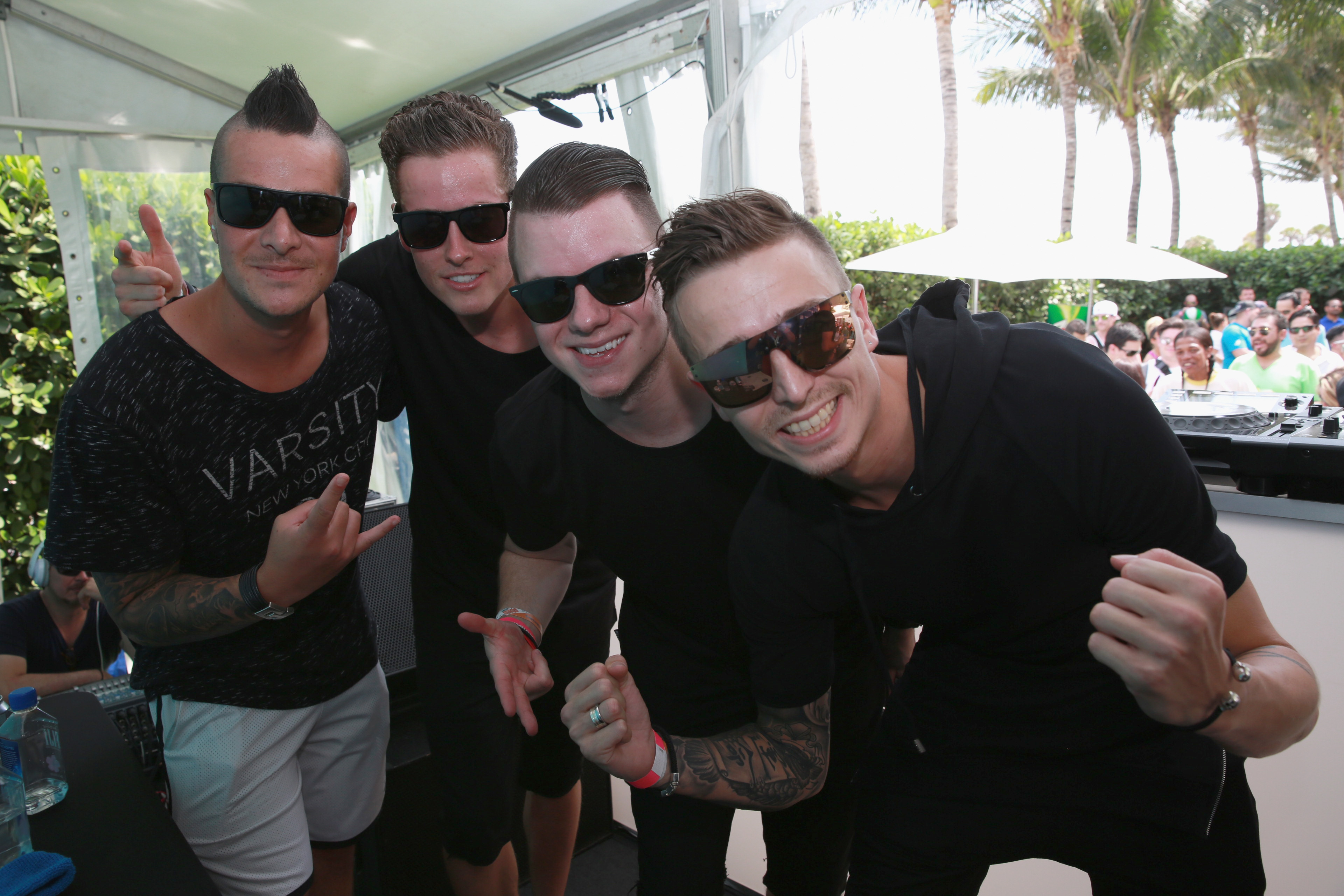Sick Individuals and Blasterjaxx onstage at SiriusXM"s "UMF Radio" Broadcast Live From The SiriusXM Music Lounge at W Hotel