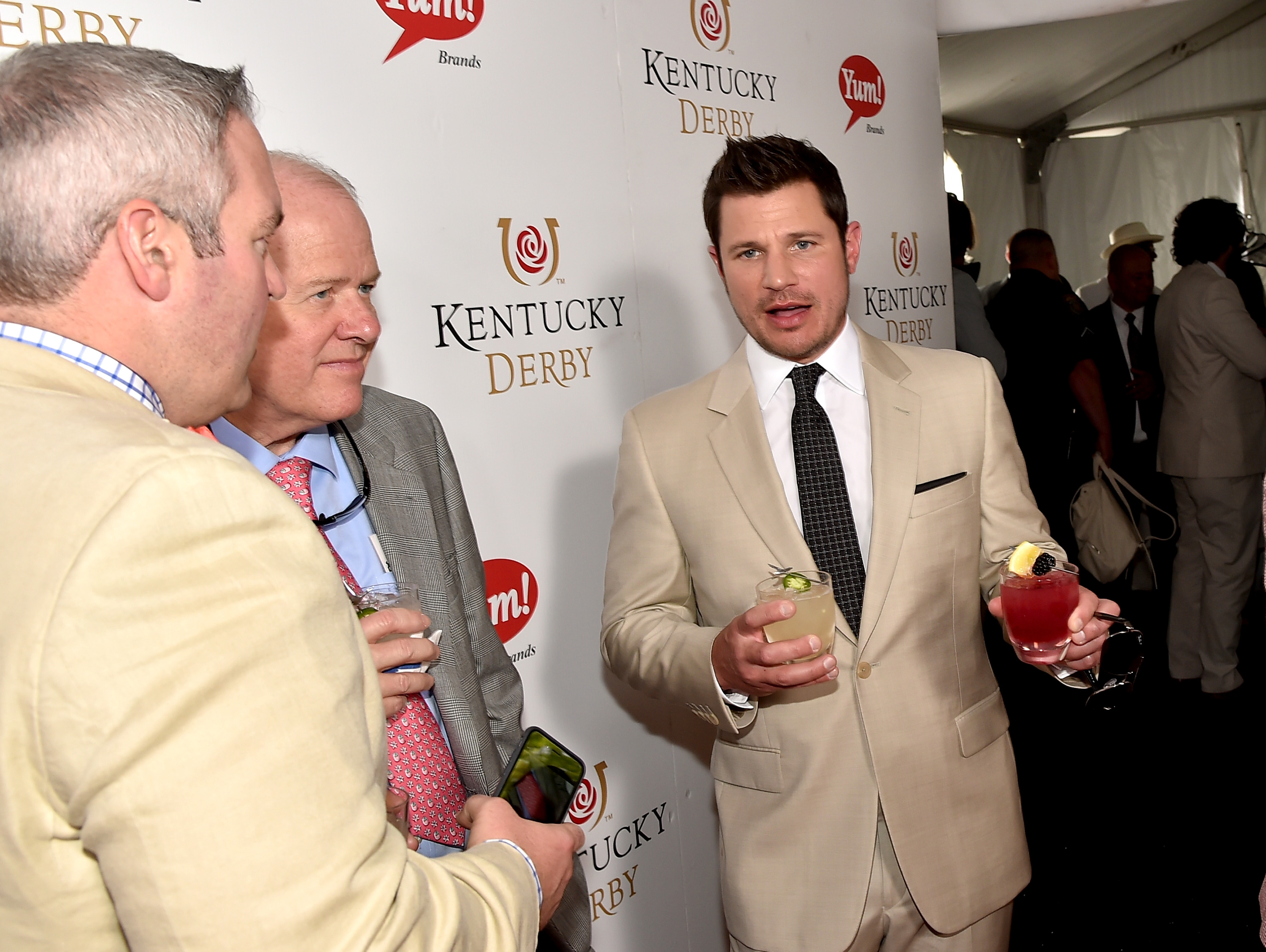 LOUISVILLE, KY - MAY 02:  Singer Nick Lachey (R) attends the GREY GOOSE Lounge at the 141st running of The Kentucky Derby at Churchill Downs 