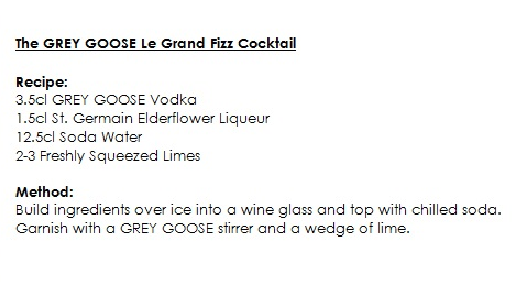 Grey Goose Le Grand Fizz Cocktail Recipe