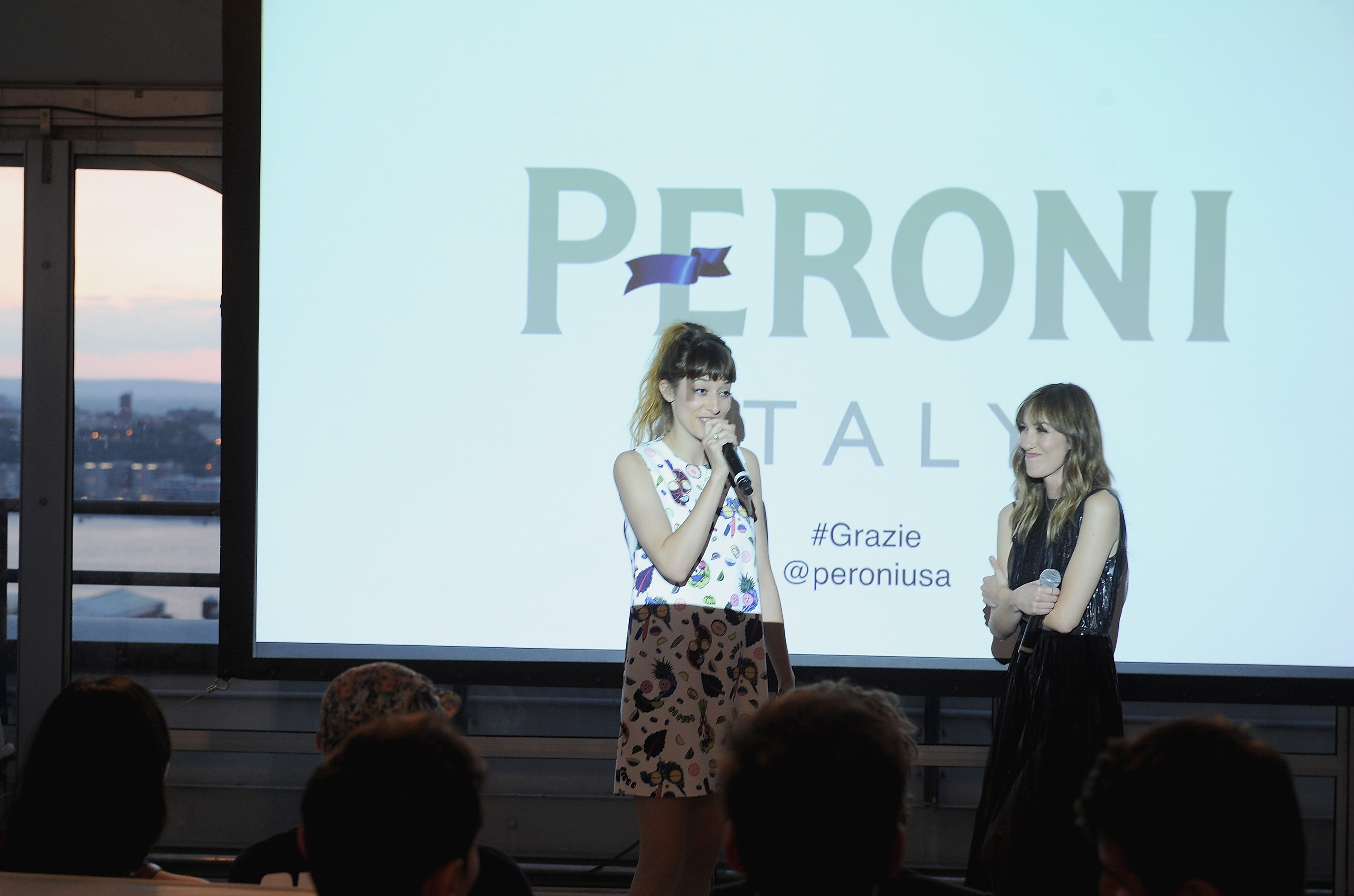 NEW YORK, NY - JUNE 09:  Tracy Antonopoulos and Gia Coppola speak onstage during Peroni Nastro Azzurro and Gia Coppola Celebrate Grazie Cinema Series at Hudson Hotel on June 9, 2015 in New York City.  (Photo by Craig Barritt/Getty Images for Peroni Nastro Azzurro)