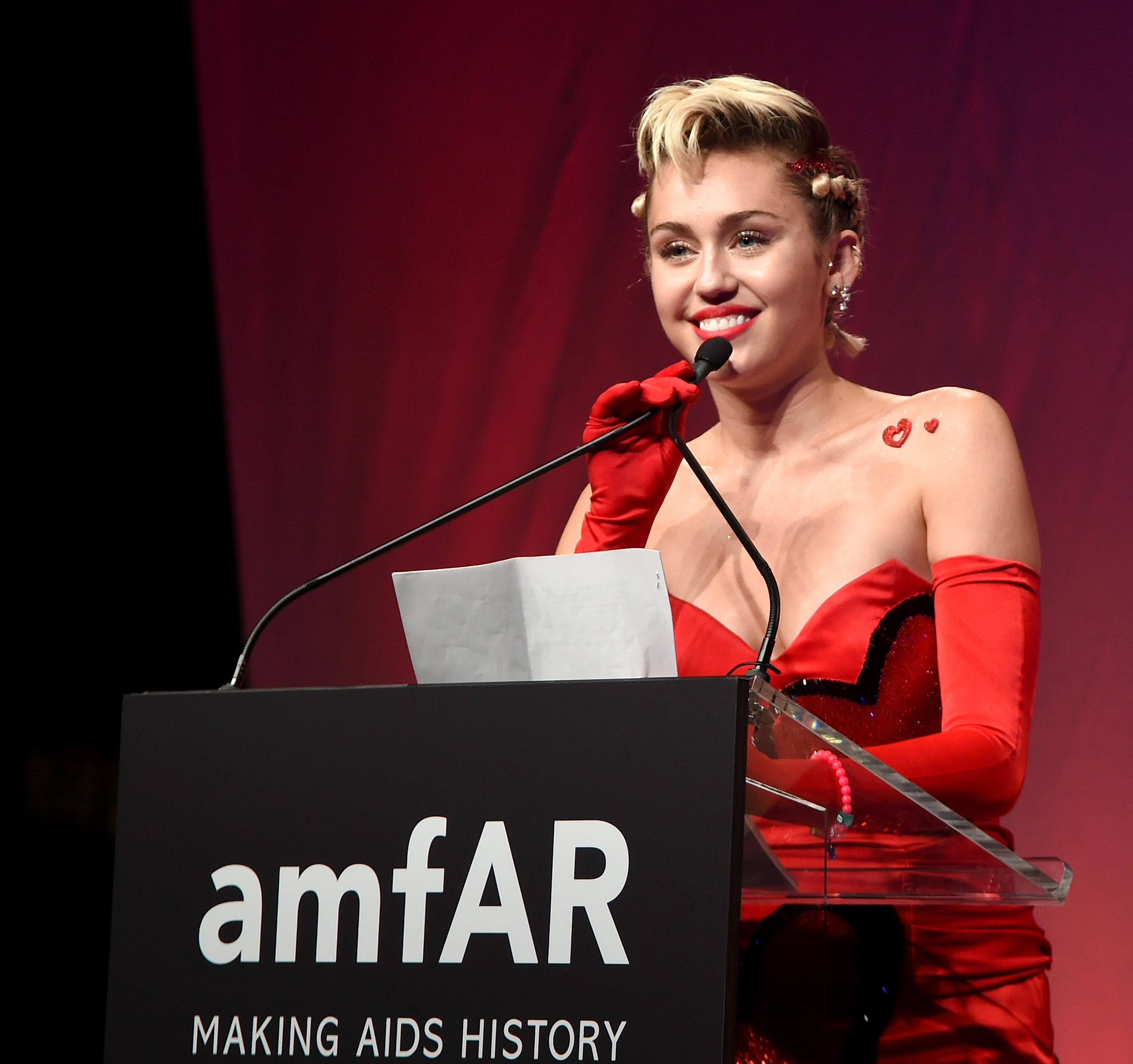 NEW YORK, NY - JUNE 16:  Miley Cyrus attends Moet & Chandon Toasts to the amfAR Inspiration Gala at Spring Studios on June 16, 2015 in New York City.  (Photo by Jamie McCarthy/Getty Images for Moet & Chandon)