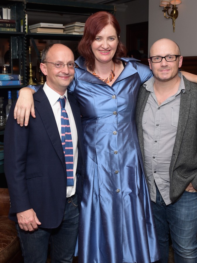 TORONTO, ON - SEPTEMBER 15: (L-R) Producer Ed Guiney, writer Emma Donoghue and director Lenny Abrahamson attend the Room TIFF party hosted by GREY GOOSE Vodka and Soho Toronto at Soho House Toronto on September 15, 2015 in Toronto, Canada. (Photo by Stefanie Keenan/Getty Images for Grey Goose Vodka)