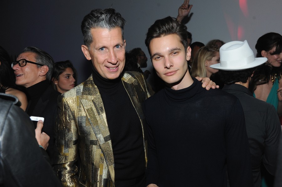 NEW YORK, NY - OCTOBER 24: Stefano Tonchi (L) and guest attends as Dean and Dan Caten celebrate their one year U.S. retail anniversary with a private party at The Halston House on October 24, 2015 in New York City. (Photo by Craig Barritt/Getty Images for DSQUARED2)