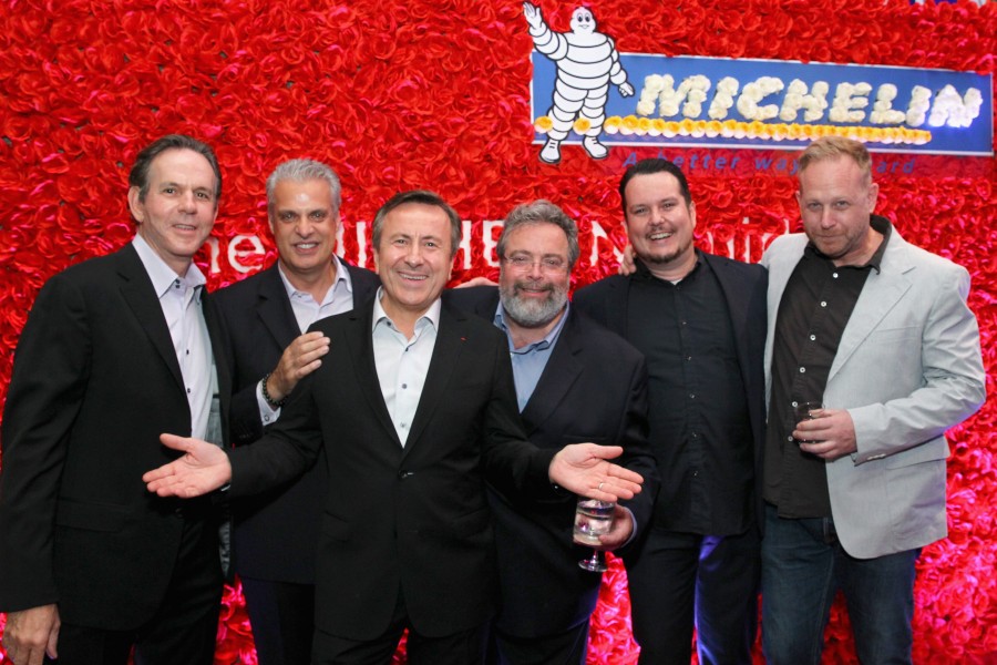 NEW YORK, NY - SEPTEMBER 30: (L-R) Thomas Keller, Eric Ripert, Daniel Boulud, Drew Nieporent, Matt Lambert and Andy Ricker attend the Michelin celebration of the 2016 Michelin Star Chef and restaurant recipients from New York City at Classic Car Club on September 30, 2015 in New York City. (Photo by Astrid Stawiarz/Getty Images for Michelin)