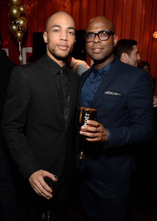 LOS ANGELES, CA - JANUARY 08: Actor Kendrick Sampson (L) and Moet Film Festival Judge and CAA agent Ryan Tarpley join Moet & Chandon to celebrate 25 Years with the Golden Globes and the Winner of The Moet Moment Film Festival Competition in Los Angeles, CA on January 8, 2016 in Los Angeles, California. (Photo by Michael Kovac/Getty Images for Moet & Chandon)