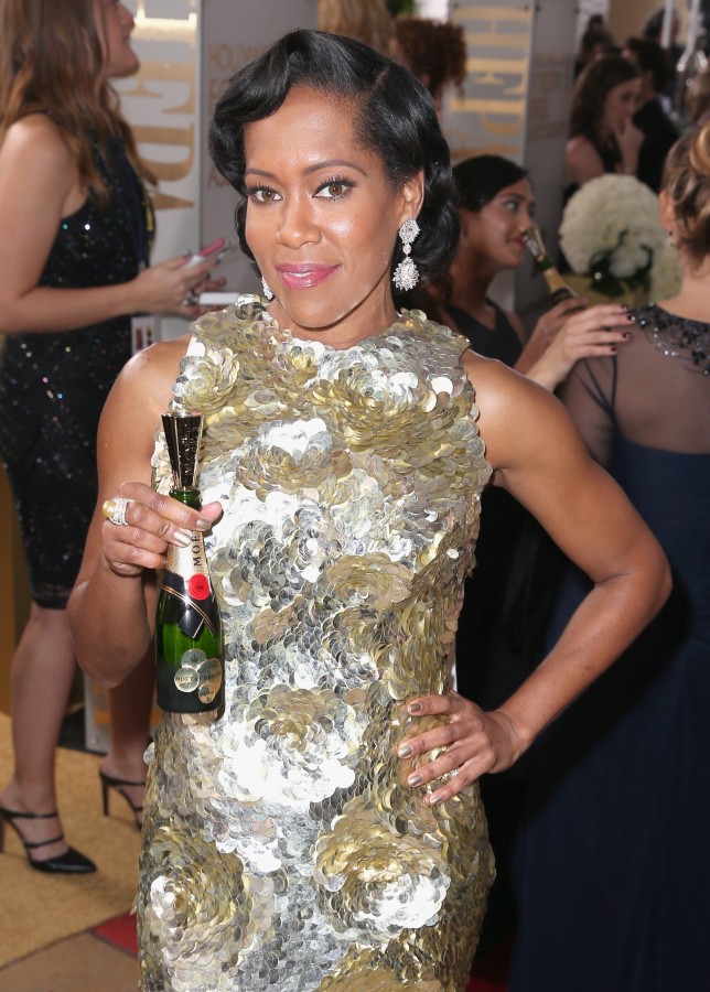 BEVERLY HILLS, CA - JANUARY 10: Actress Regina King attends the 73rd Annual Golden Globe Awards held at the Beverly Hilton Hotel on January 10, 2016 in Beverly Hills, California. (Photo by Joe Scarnici/Getty Images for Moet & Chandon)
