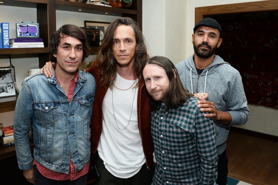 HUNTINGTON BEACH, CA - JULY 07: (L-R) Co-owner of The Bungalow Huntington Beach Brent Bolthouse, singer Brandon Boyd, guitarist Mike Einziger, and bassist Ben Kenney of the band Incubus attend the Grand Opening of The Bungalow Huntington Beach at The Bungalow Huntington Beach on July 7, 2016 in Huntington Beach, California. (Photo by Matt Winkelmeyer/Getty Images for Bolthouse Productions)