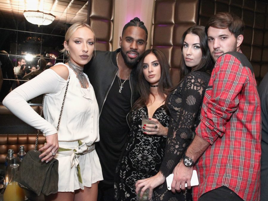 NEW YORK, NY - SEPTEMBER 14: (L-R) Gaia Matisse, Jason Derulo, Danielle Naftali, Alana Miller, and Andrew Warren attend DuJour Media's Jason Binn and Gilt Celebration of fashion week with Jason Derulo, presented by JetSmarter, InList and Zacapa Rum at Lavo on September 14, 2016 in New York City. (Photo by Astrid Stawiarz/Getty Images for DuJour Media)