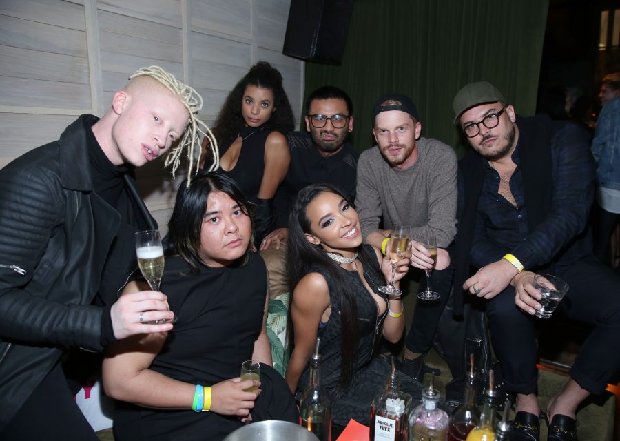 WEST HOLLYWOOD, CA - OCTOBER 13: Model Shaun Ross (L) and singer-songwriter Tinashe (3rd from L) attend NYLON Nights Los Angeles, in celebration of the October It Girl issue hosted by cover star Tinashe, at Doheny Room on October 13, 2016 in West Hollywood, California. (Photo by Jonathan Leibson/Getty Images for NYLON)