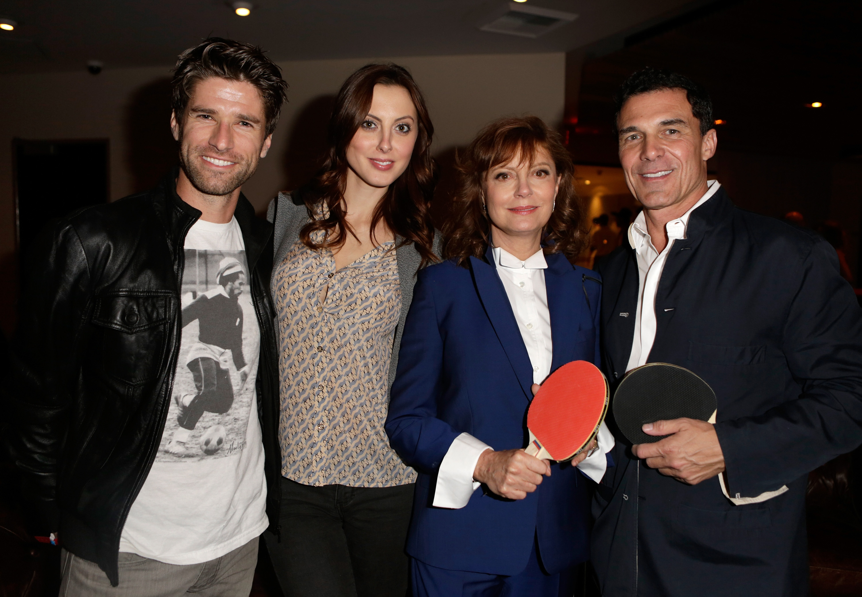 LOS ANGELES, CA - DECEMBER 11:  (L-R)  TV Personality Kyle Martino, actresses Eva Amurri Martino, Susan Sarandon and Andre Balazs attend SPiN Standard Ping Pong Social Club grand opening hosted by Susan Sarandon and Andre Balazs at The Standard, Downtown LA, on December 11, 2012 in Los Angeles, California.  (Photo by Jeff Vespa/WireImage)