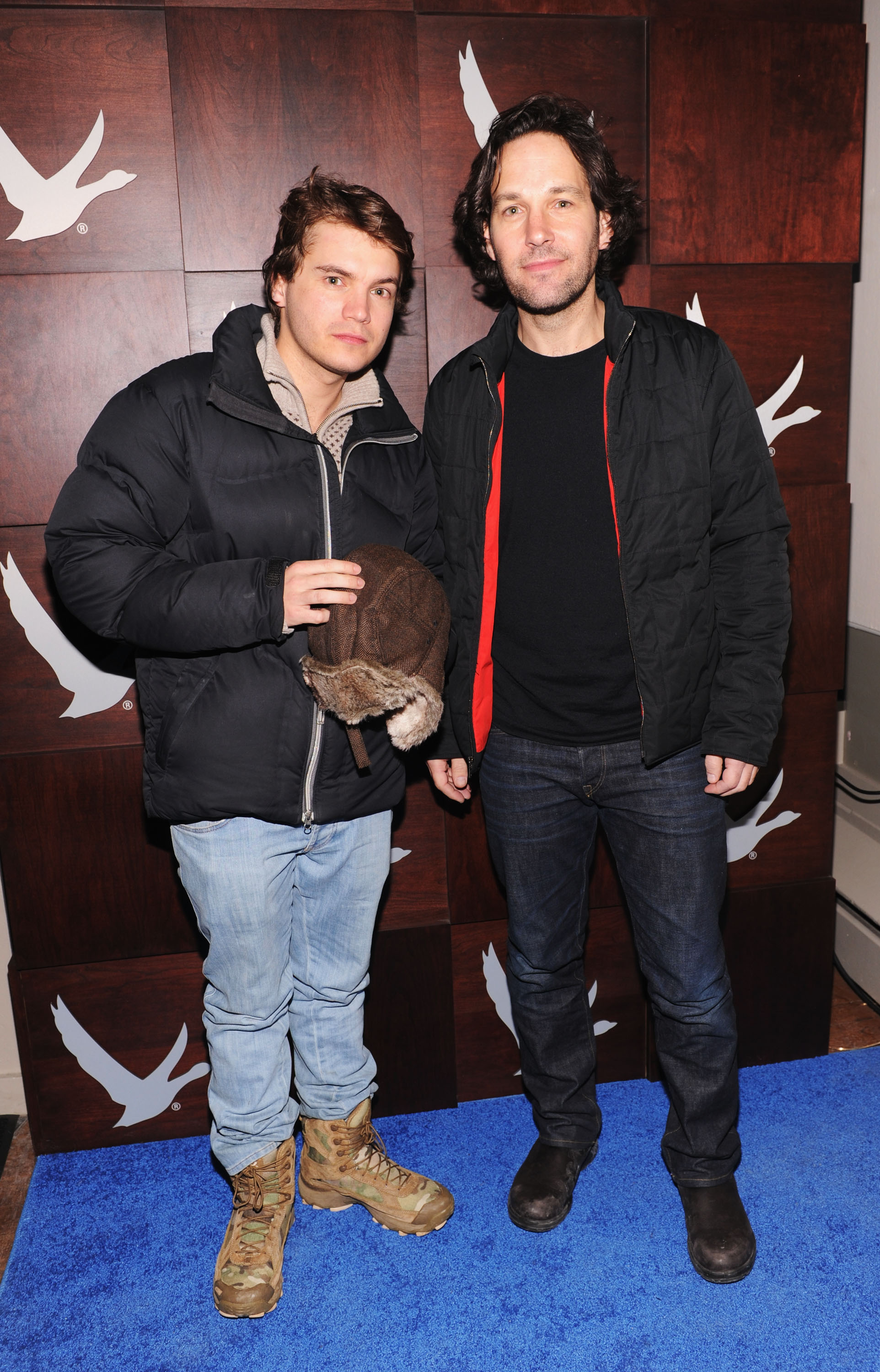 PARK CITY, UT - JANUARY 20:  Actor Emile Hirsch and  actor Paul Rudd attend Grey Goose Blue Door "Prince Avalanche" Cocktail Party on January 20, 2013 in Park City, Utah.  (Photo by Jamie McCarthy/Getty Images for Grey Goose)