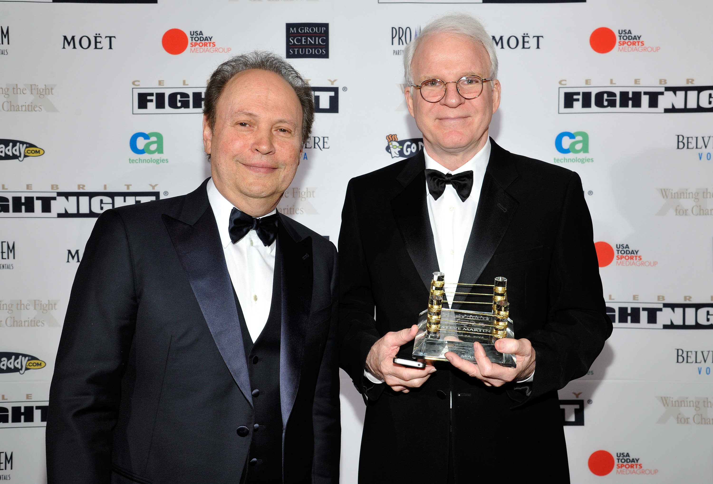 PHOENIX, AZ - MARCH 23:  Actor Billy Crystal and Actor Steve Martin attend Muhammad Ali's Celebrity Fight Night XIX at JW Marriott Desert Ridge Resort & Spa on March 23, 2013 in Phoenix, Arizona.  (Photo by John Sciulli/Getty Images for Fight Night)