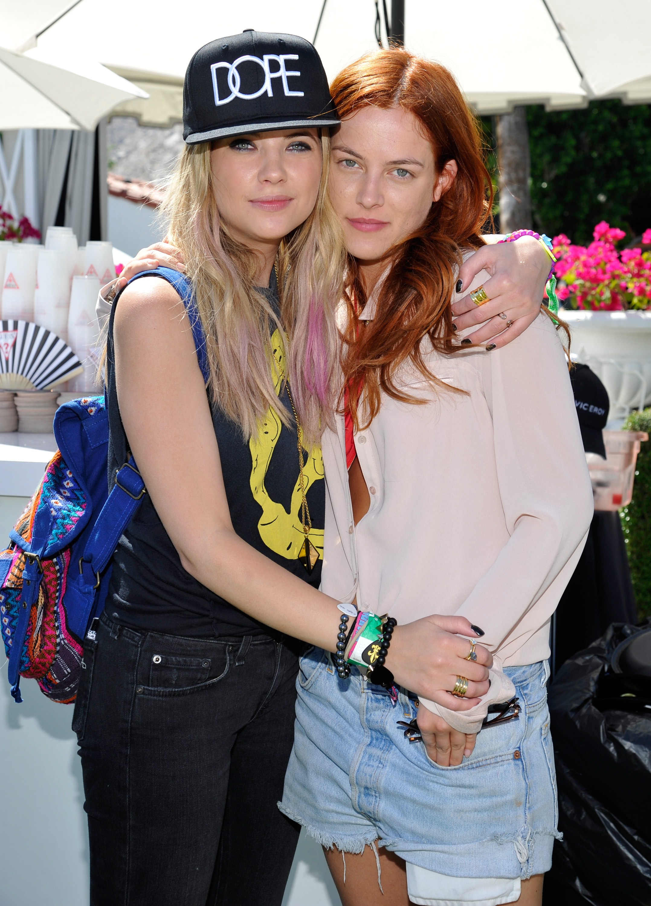 PALM SPRINGS, CA - APRIL 14: Ashley Benson and Riley Keough attend the GUESS Hotel pool party at the Viceroy Palm Springs on April 14, 2013 in Palm Springs, California. (Photo by John Sciulli/Getty Images for GUESS)