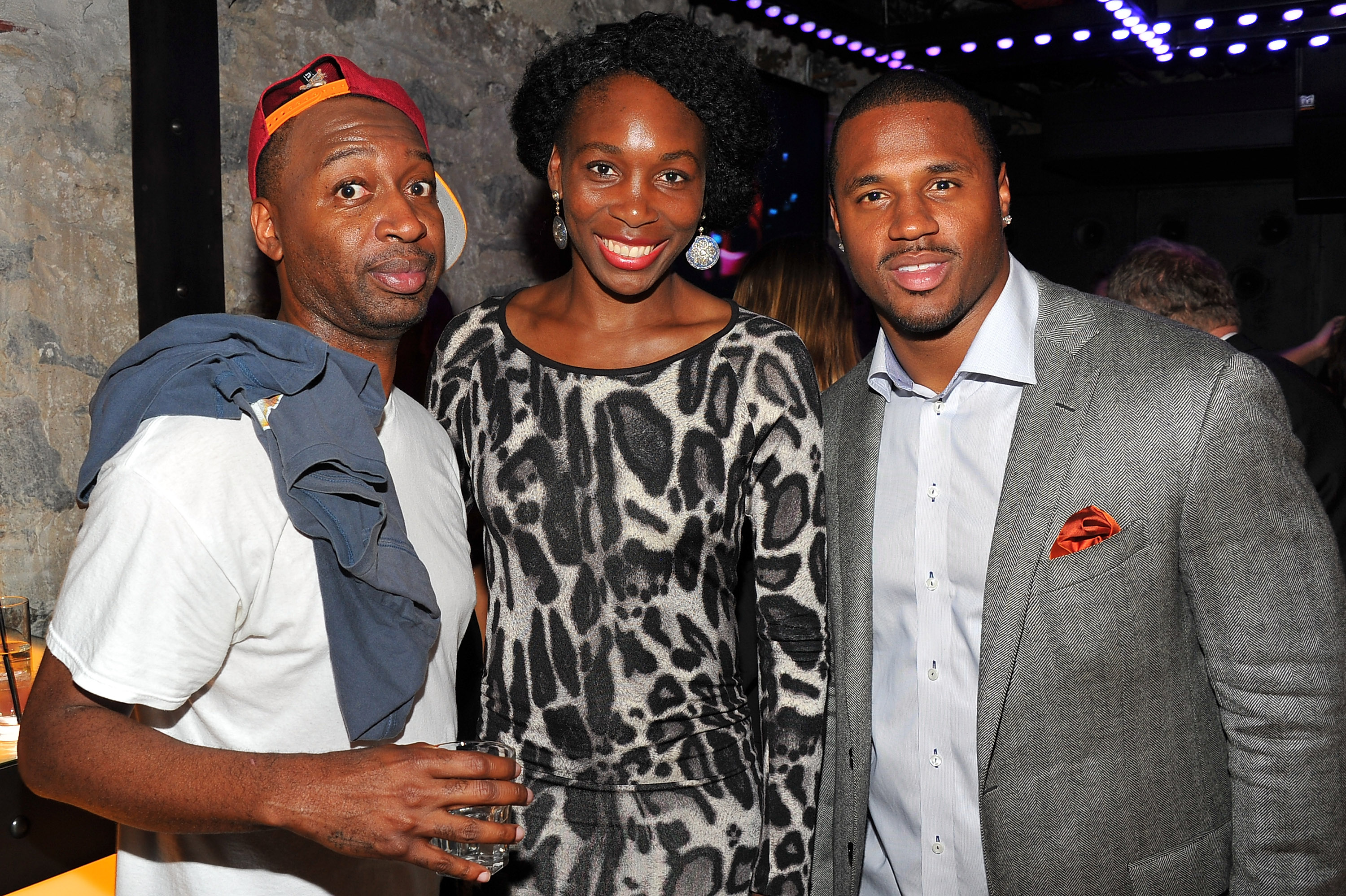 NEW YORK, NY - APRIL 22:  (L-R) MC Ricky 'Rickonia' Smith, professional tennis player Venus Williams, and DFGC President and co-founder and professional football player James Anderson attend as James Anderson launches DFGC charity co-founded with Serena Williams at Jelsomino on April 22, 2013 in New York City.  (Photo by Theo Wargo/Getty Images for Driving Force Giving Circle)