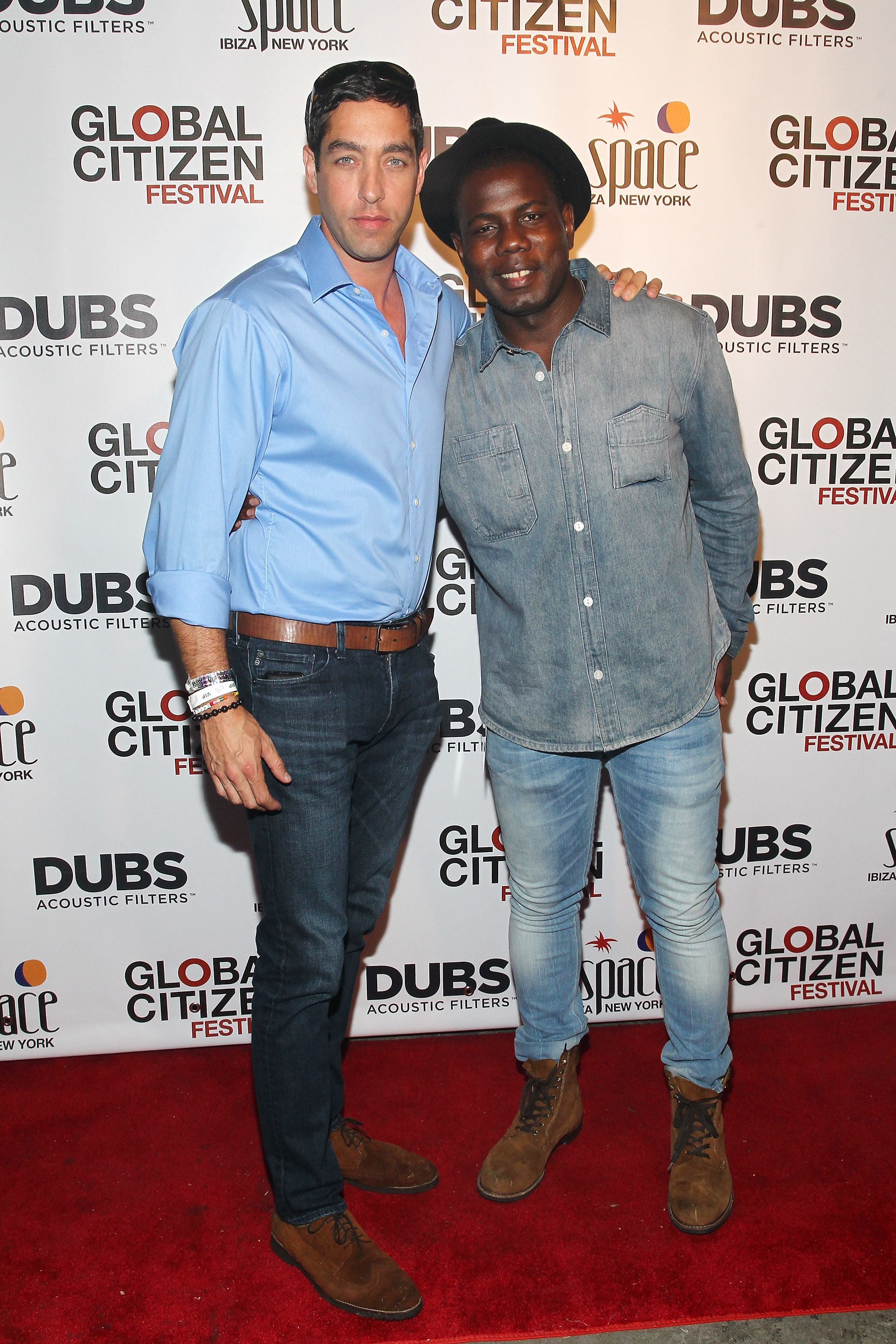 Actor Nick Loeb (L) and Kweku Mandela attend the Global Citizen Festival official after party at Space Ibiza NY