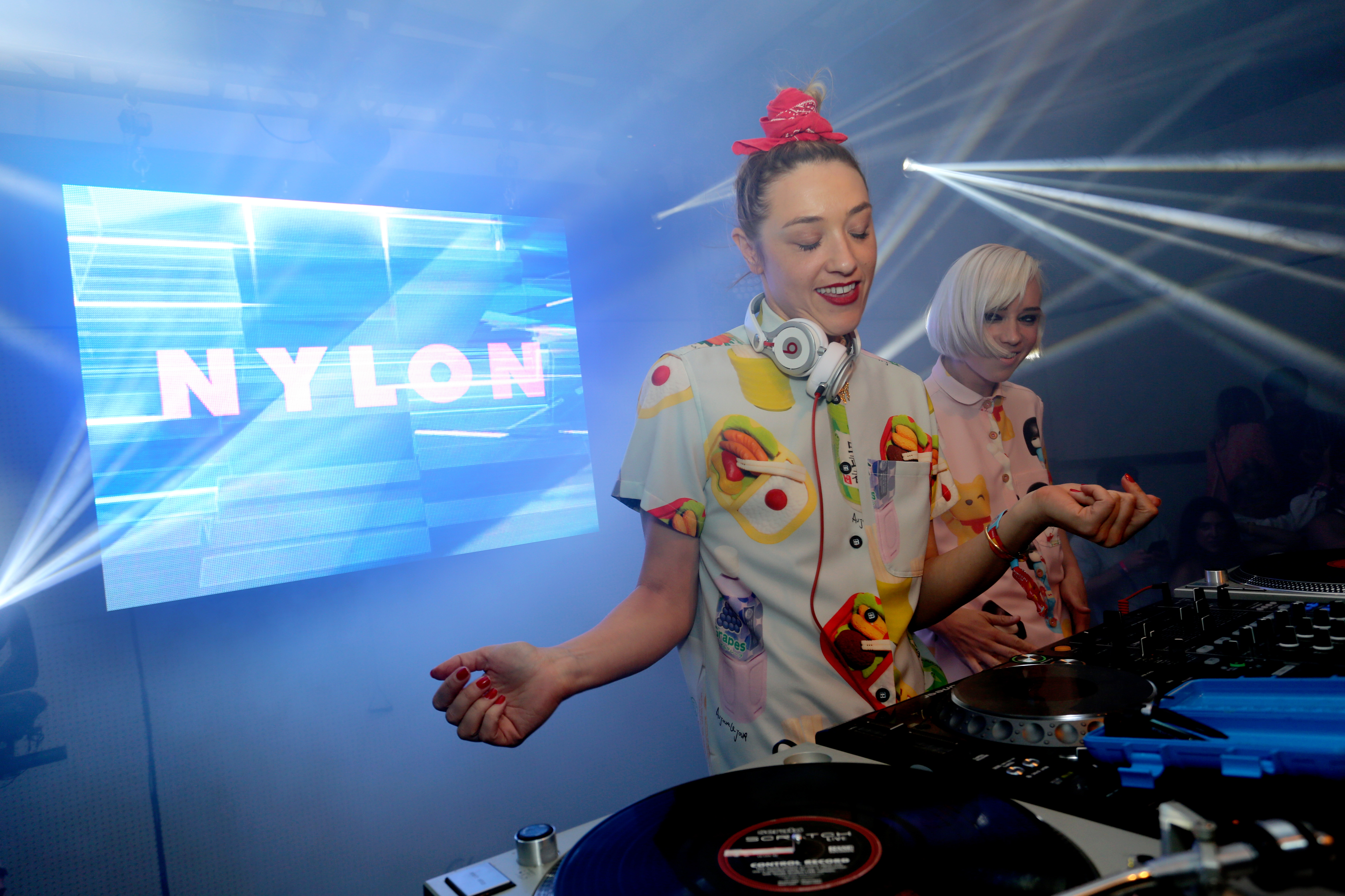 DJ Mia Moretti and Margot of The Dolls perform at the NYLON Midnight Garden Party