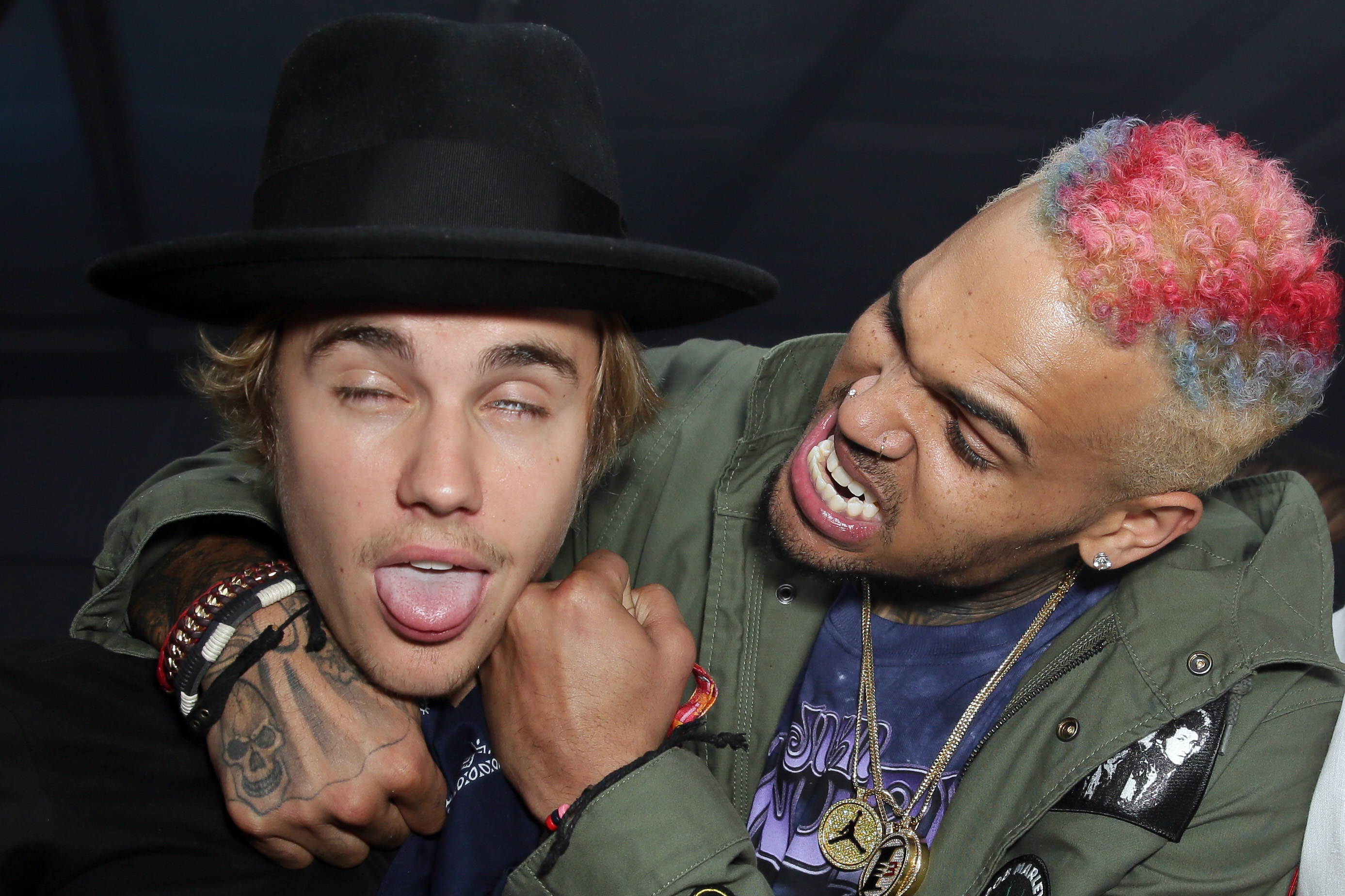 Singers Justin Bieber and Chris Brown  attend the NYLON Midnight Garden Party