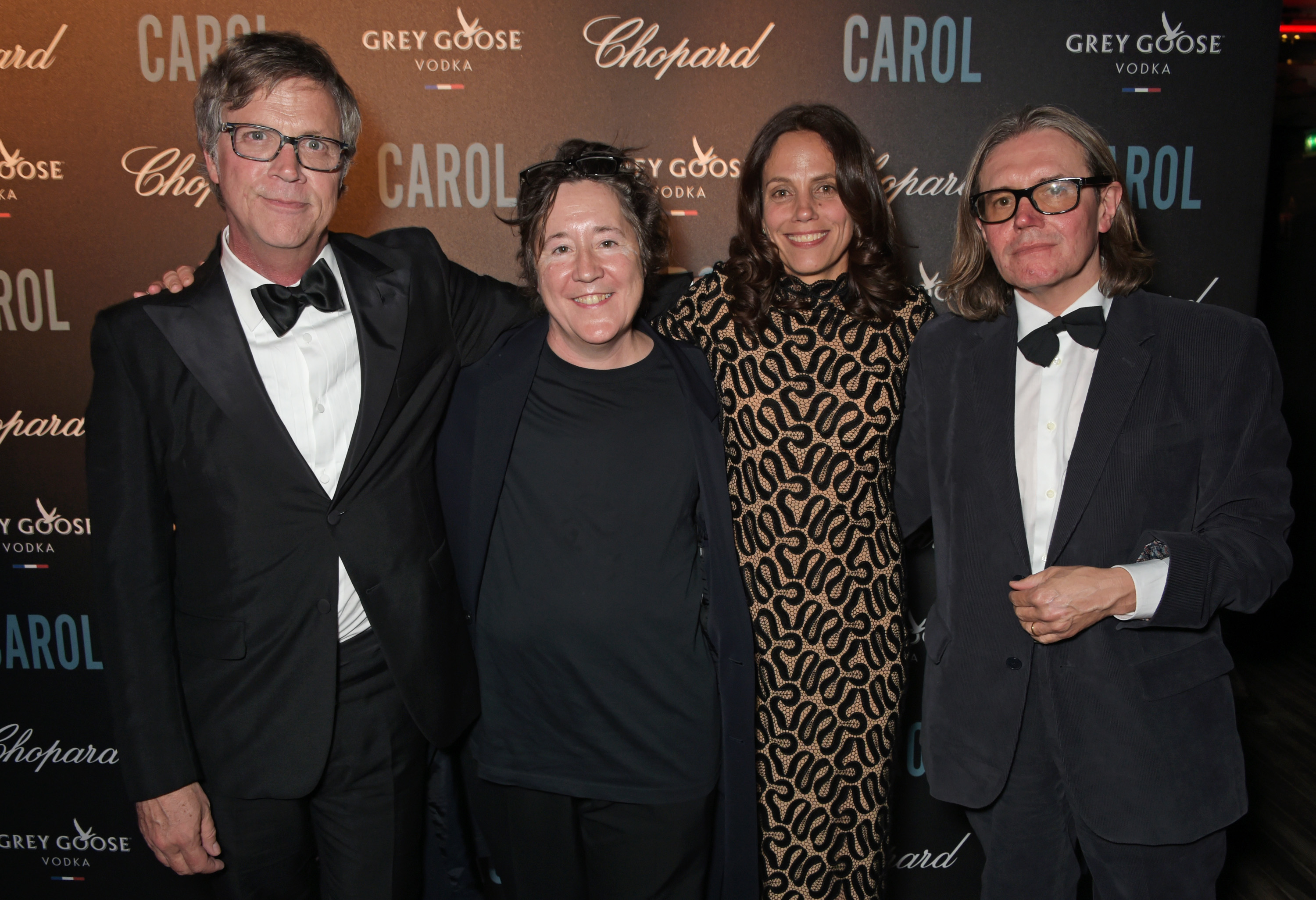 CANNES, FRANCE - MAY 17:  (L-R) Director Todd Haynes, and producers Christine Vachon, Elizabeth Karlsen and Stephen Wooley attend the "Carol" party hosted by Chopard and Grey Goose at Baoli Beach, Cannes Film Festival on May 17, 2015 in Cannes, France.   Pic Credit: Dave Benett