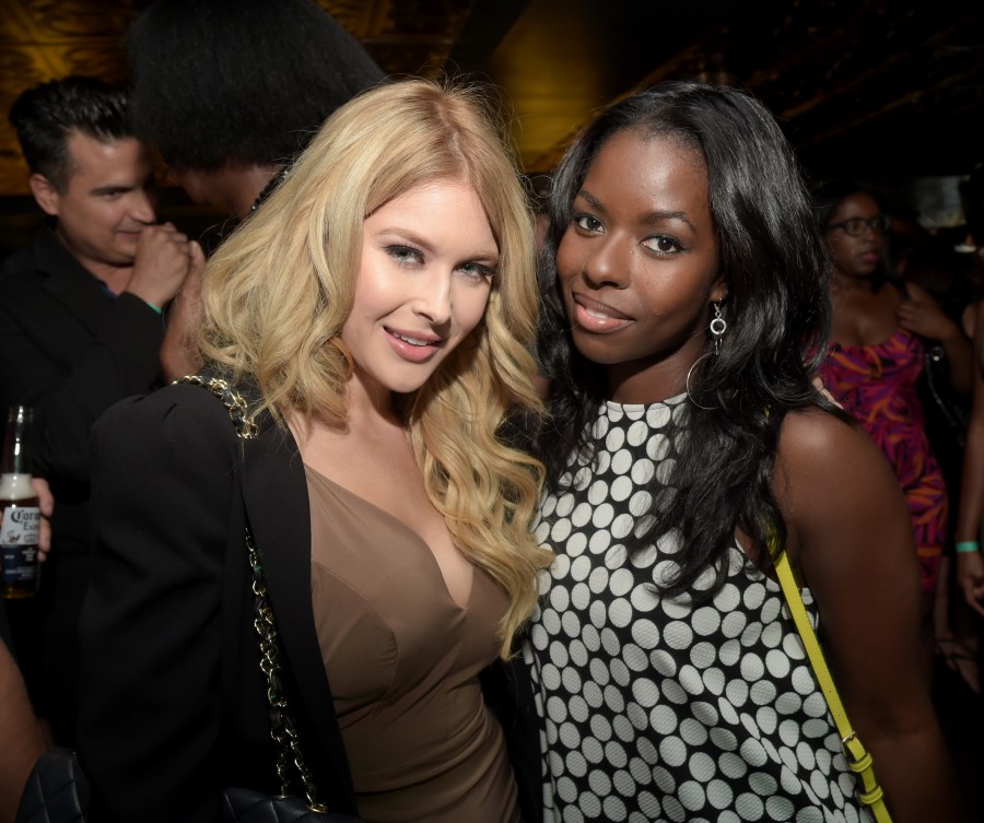 WEST HOLLYWOOD, CA - JULY 28:  Actresses Renee Olstead (L) and Camille Winbush attend the "America's Next Top Model" Cycle 22 Premiere Party presented by OPPO and NYLON on July 28, 2015 in West Hollywood, California.  (Photo by Jason Kempin/Getty Images for NYLON)