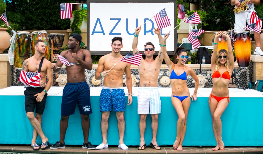 Arlem Chigvinstev, Keo Motsepe, Alan Bersten, Sasha Farber, Melissa  Rycroft and Emma Slater celebrate the Fourth of July at Azure Luxury Pool at  The Palazzo Las Vegas (2)