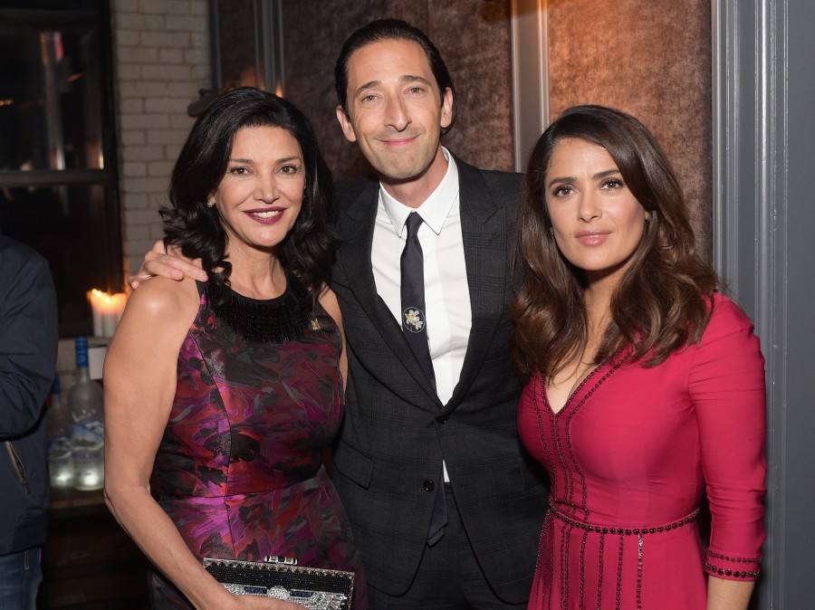 TORONTO, ON - SEPTEMBER 15: (L-R) Actors Shohreh Aghdashloo, Adrien Brody and Salma Hayek attend the Room TIFF party hosted by GREY GOOSE Vodka and Soho Toronto at Soho House Toronto on September 15, 2015 in Toronto, Canada. (Photo by Stefanie Keenan/Getty Images for Grey Goose Vodka)