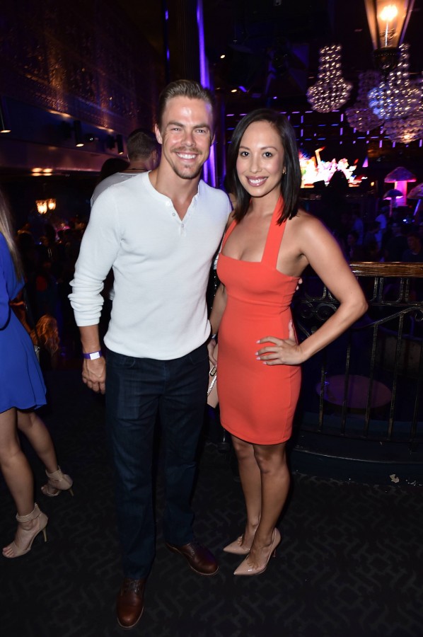 Derek Hough, left, and Cheryl Burke are seen at Just Jared's "Way Too Wonderland" party presented by Ever After High on Thursday, August 27, 2015, in Los Angeles. (Photo by Jordan Strauss/Invision for Just Jared/AP Images)