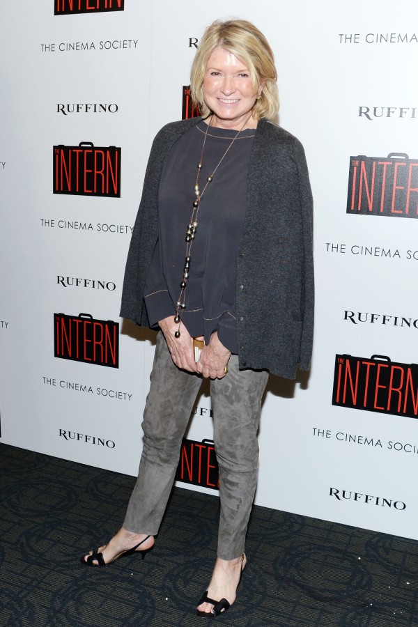 Martha Stewart== The Cinema Society and Ruffino host a screening of Warner Bros. Pictures' "The Intern"== Landmark Sunshine Cinema, NYC== September 22, 2015== ©Patrick McMullan== Photo - Clint Spaulding / PatrickMcMullan.com== ==