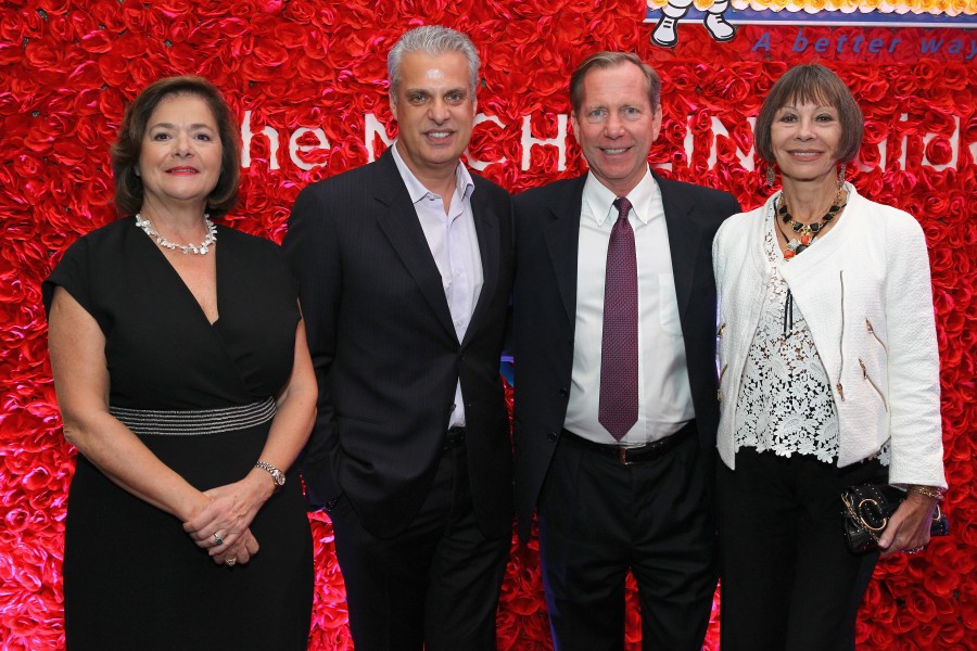 NEW YORK, NY - SEPTEMBER 30: (L-R) Claire Dorland-Clauzel, Eric Ripert, Michael Ellis and Sondra Ripert attend the Michelin celebration of the 2016 Michelin Star Chef and restaurant recipients from New York City at Classic Car Club on September 30, 2015 in New York City. (Photo by Astrid Stawiarz/Getty Images for Michelin)