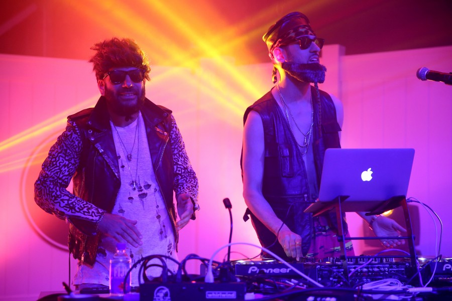 PHILADELPHIA, PA - OCTOBER 31: Chromeo duo David Macklovitch and Patrick Gemayel perform during the BACARDI Untamable House Party at Penn's Landing on October 31, 2015 in Philadelphia, Pennsylvania. (Photo by Monica Schipper/Getty Images for BACARDI)