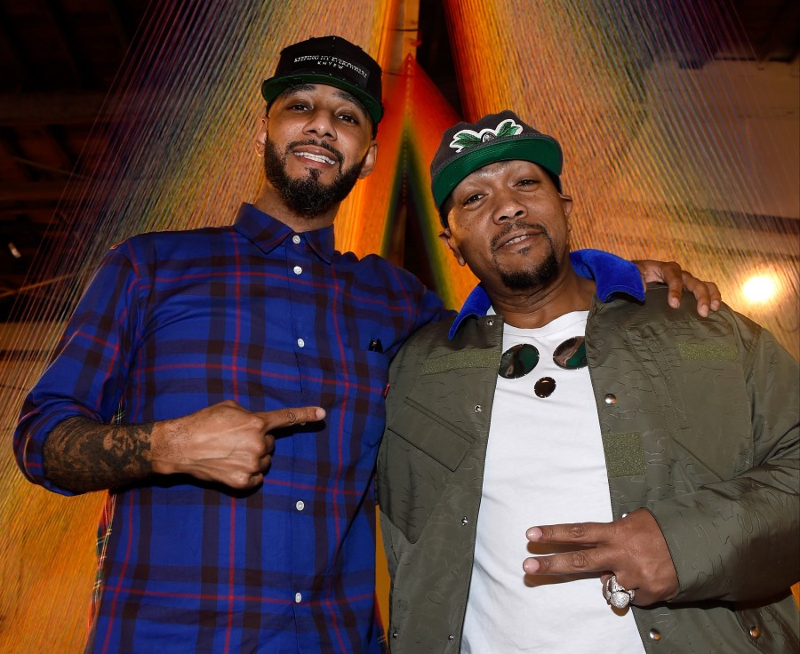 MIAMI, FL - DECEMBER 4: (L-R) Recording artists Swizz Beatz and Timbaland attend The Dean Collection X BACARDI Untameable House Party on December 4, 2015 in Miami, Florida. (Photo by Frazer Harrison/Getty Images for Bacardi)