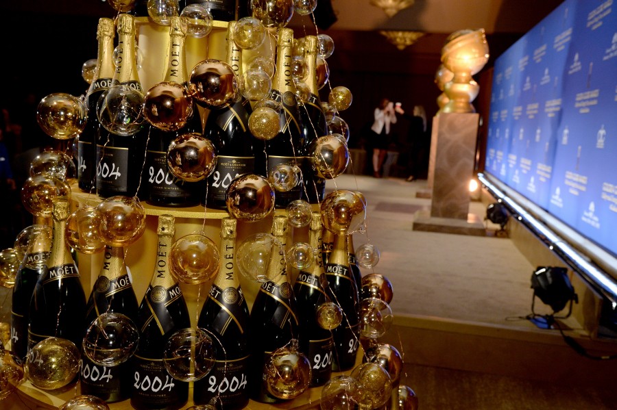 LOS ANGELES, CA - DECEMBER 10: Moet on display during the Moet & Chandon Toast at The 73rd Annual Golden Globe Awards Nominations at The Beverly Hilton Hotel on December 10, 2015 in Los Angeles, California. (Photo by Michael Kovac/Getty Images for Moet & Chandon)