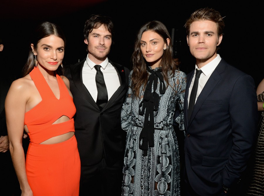 CULVER CITY, CA - JANUARY 09:  (L-R) Actors Nikki Reed, Ian Somerhalder, Phoebe Tonkin and Paul Wesley attend The Art of Elysium 2016 HEAVEN Gala presented by Vivienne Westwood & Andreas Kronthaler at 3LABS on January 9, 2016 in Culver City, California.  (Photo by Michael Kovac/Getty Images for Art of Elysium)