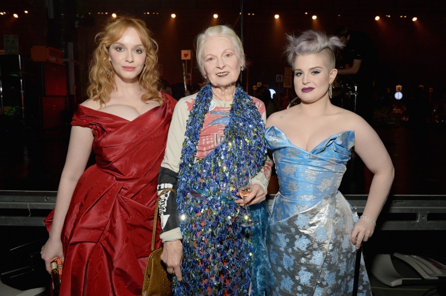 CULVER CITY, CA - JANUARY 09:  (L-R) Actress Christina Hendricks, fashion designer Vivienne Westwood and TV personality Kelly Osbourne attend The Art of Elysium 2016 HEAVEN Gala presented by Vivienne Westwood & Andreas Kronthaler at 3LABS on January 9, 2016 in Culver City, California.  (Photo by Michael Kovac/Getty Images for Art of Elysium)