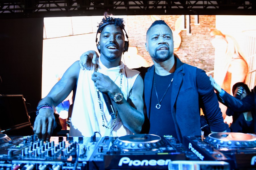 SAN FRANCISCO, CA - FEBRUARY 05: DJ Ruckus (L) and actor Cuba Gooding Jr. performs onstage during The Playboy Party during Super Bowl Weekend, which celebrated the future of Playboy and its newly redesigned magazine in a transformed space within Lot A of AT&T Park on February 5, 2016 in San Francisco, California. (Photo by Kevin Mazur/Getty Images for Playboy)