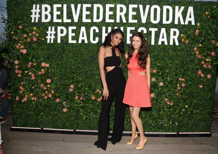 "WEST HOLLYWOOD, CA - APRIL 13: Model Chanel Iman and chef Chloe Coscarelli attend Belvedere Vodka & Chloe Coscarelli Peach Nectar Garden Party at E.P. & L.P. on April 13, 2016 in West Hollywood, California. (Photo by Chris Weeks/Getty Images for Mission Media)"
