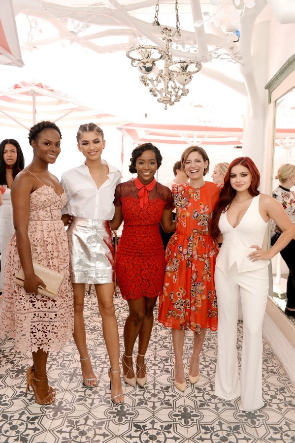 "WEST HOLLYWOOD, CA - APRIL 20: Tika Sumpter, Zendaya, Aja Naomi King, Cindi Leive and Ariel Winter attend Glamour's Game Changers Lunch hosted by Editor-in-Chief Cindi Leive & Zendaya at AU FUDGE on April 20, 2016 in West Hollywood, California. (Photo by Stefanie Keenan/Getty Images for Glamour)"
