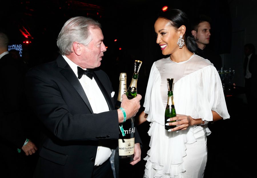 NEW YORK, NY - JUNE 09: President & CEO North America at Moet Hennessy USA Jim Clerkin and Selita Ebanks attend Moet & Chandon's toast to the amfAR Inspiration Gala In New York City on June 8, 2016 in New York City. (Photo by Brian Ach/Getty Images for Moet & Chandon)